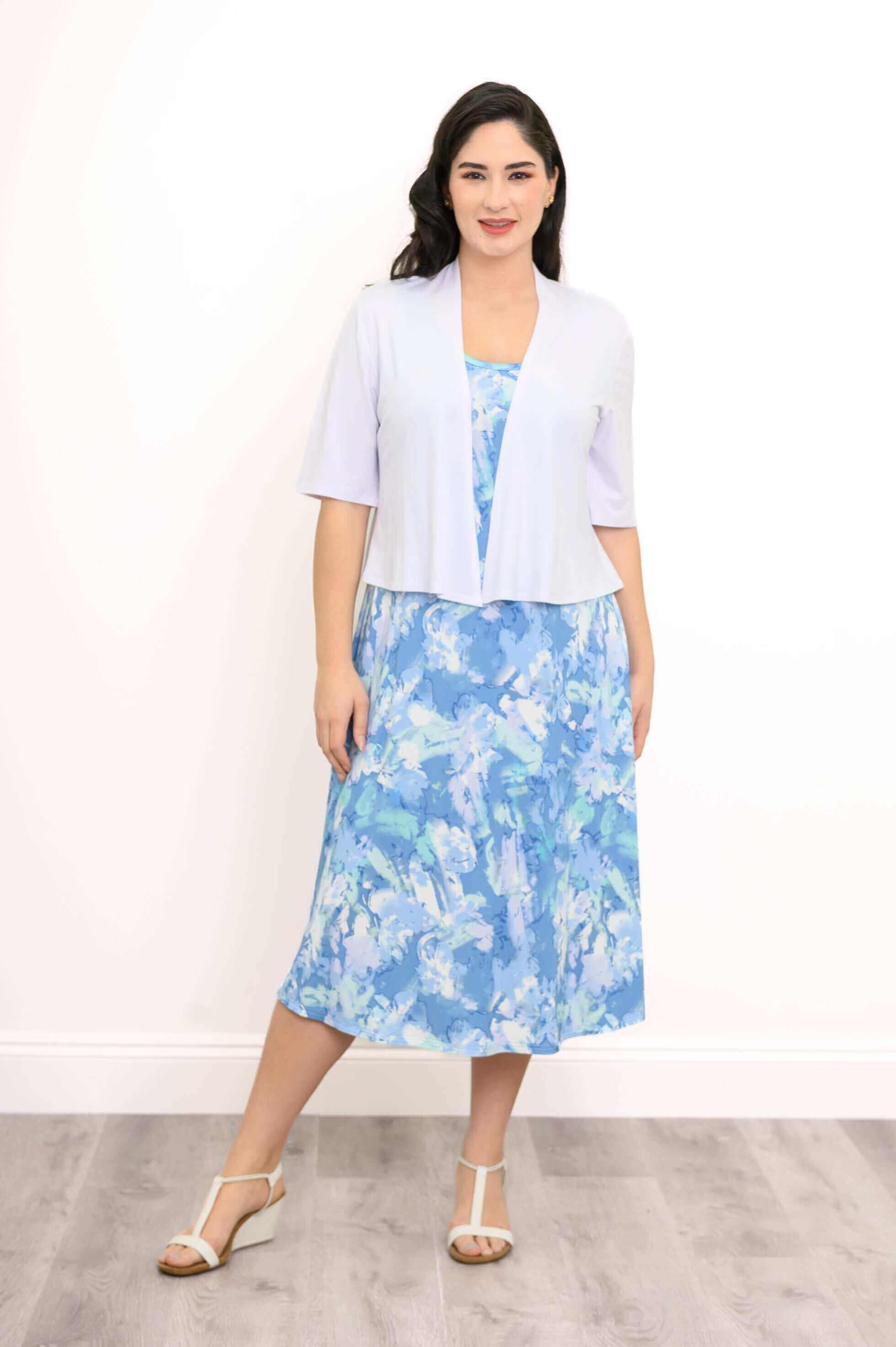 Evangelina Dress, Denim Clouds, Bamboo - Image 3