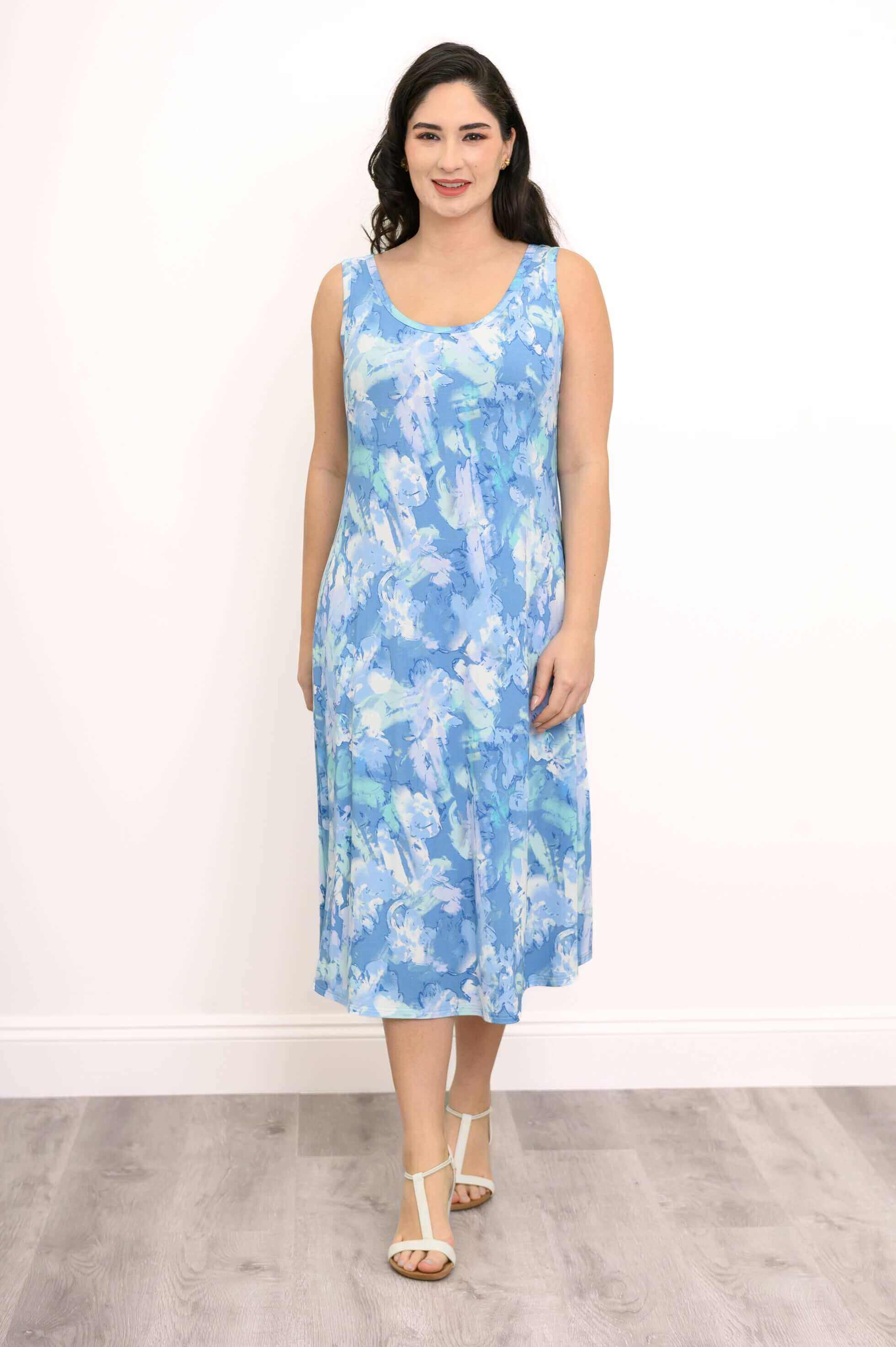 Evangelina Dress, Denim Clouds, Bamboo - Image 4