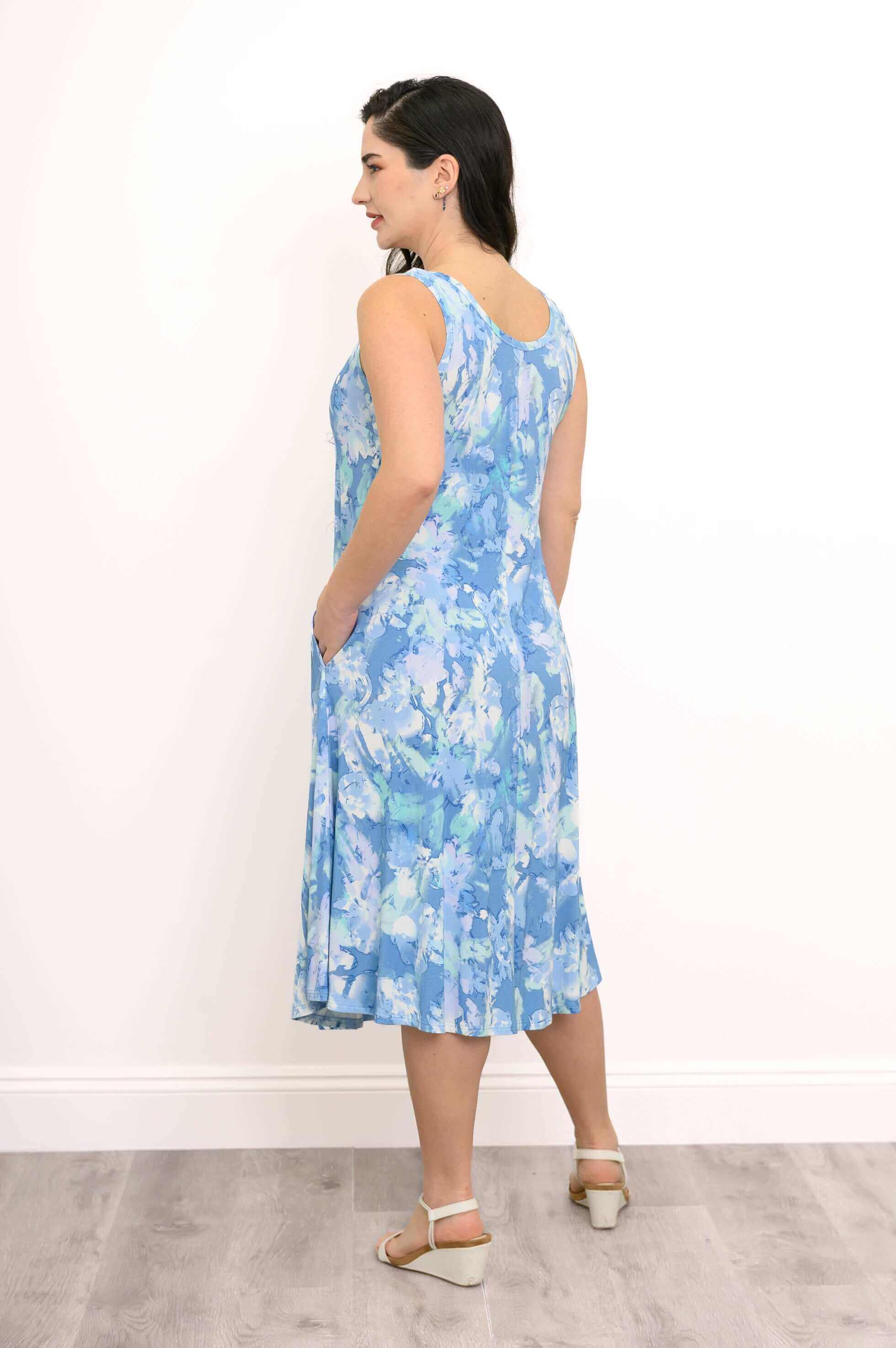 Evangelina Dress, Denim Clouds, Bamboo - Image 5