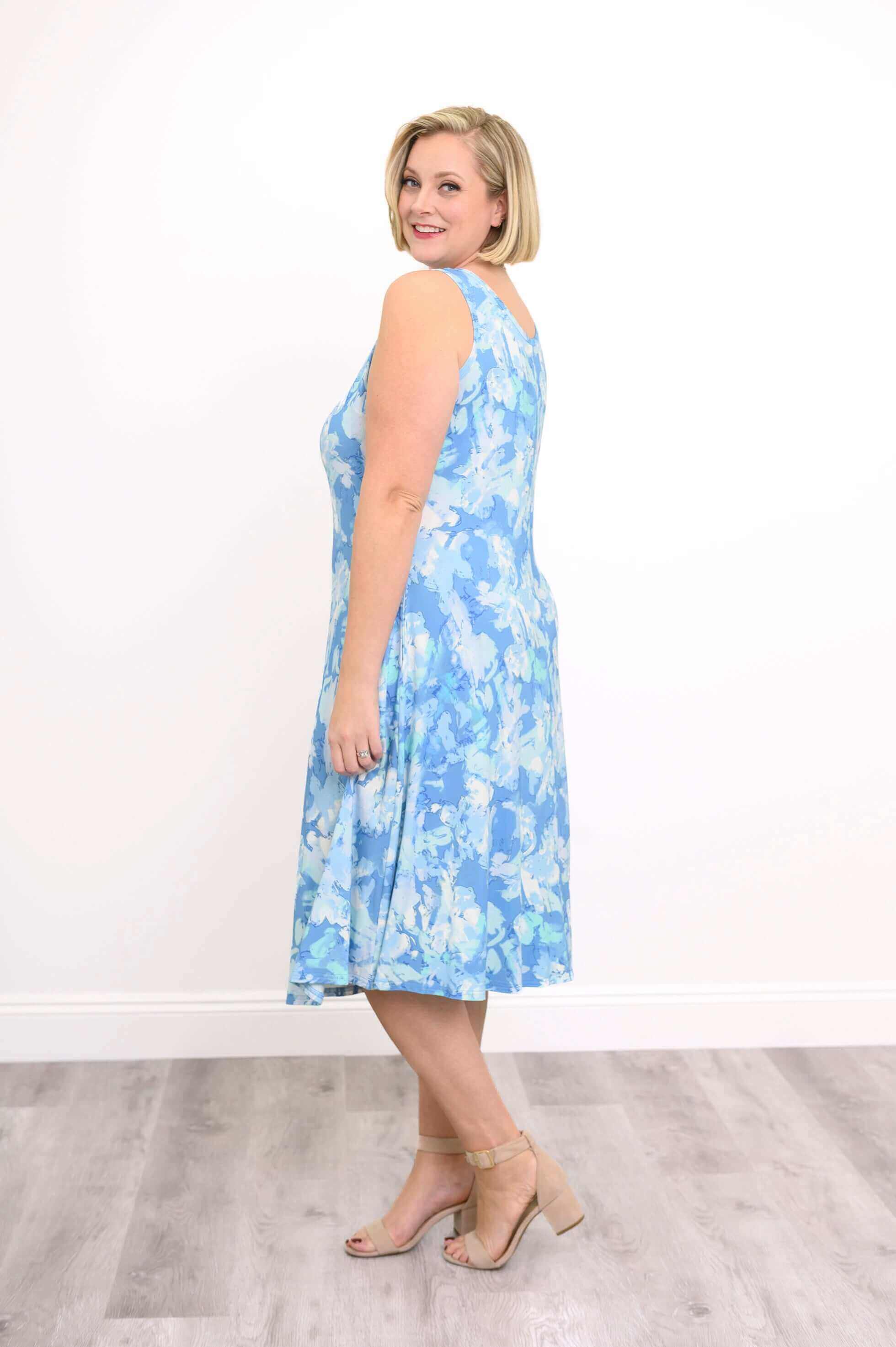 Evangelina Dress, Denim Clouds, Bamboo - Image 6