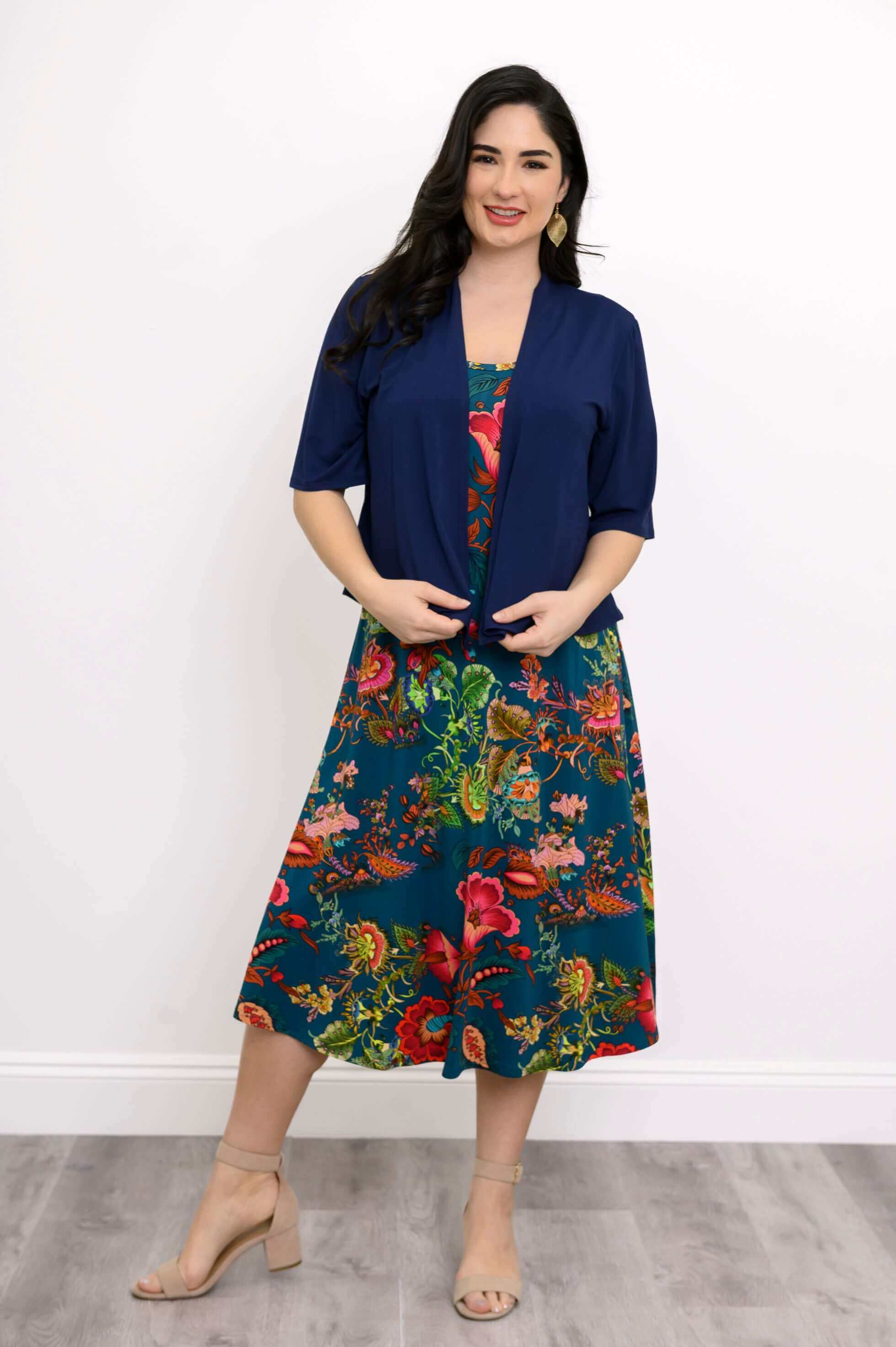 Evangelina Dress, Teal Fantasy, Bamboo - Image 2