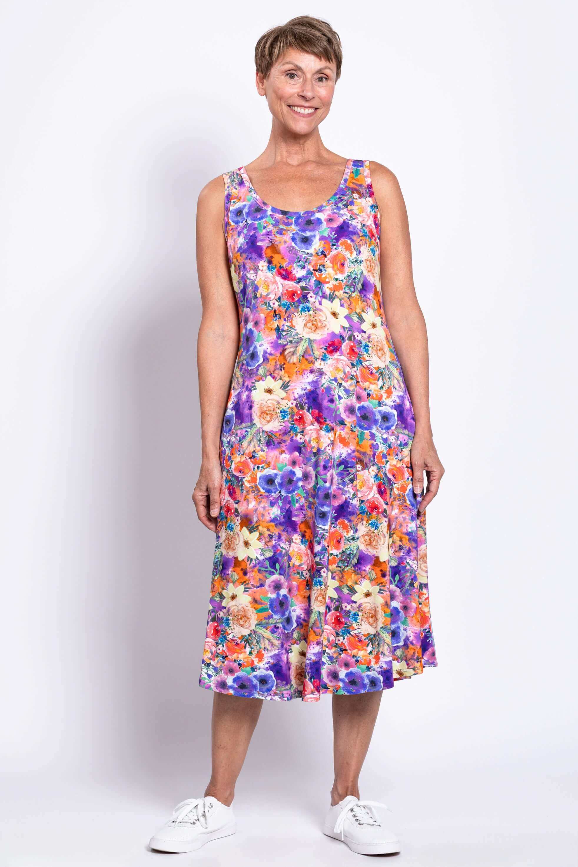 Evangelina Dress, Violet Fiesta, Bamboo