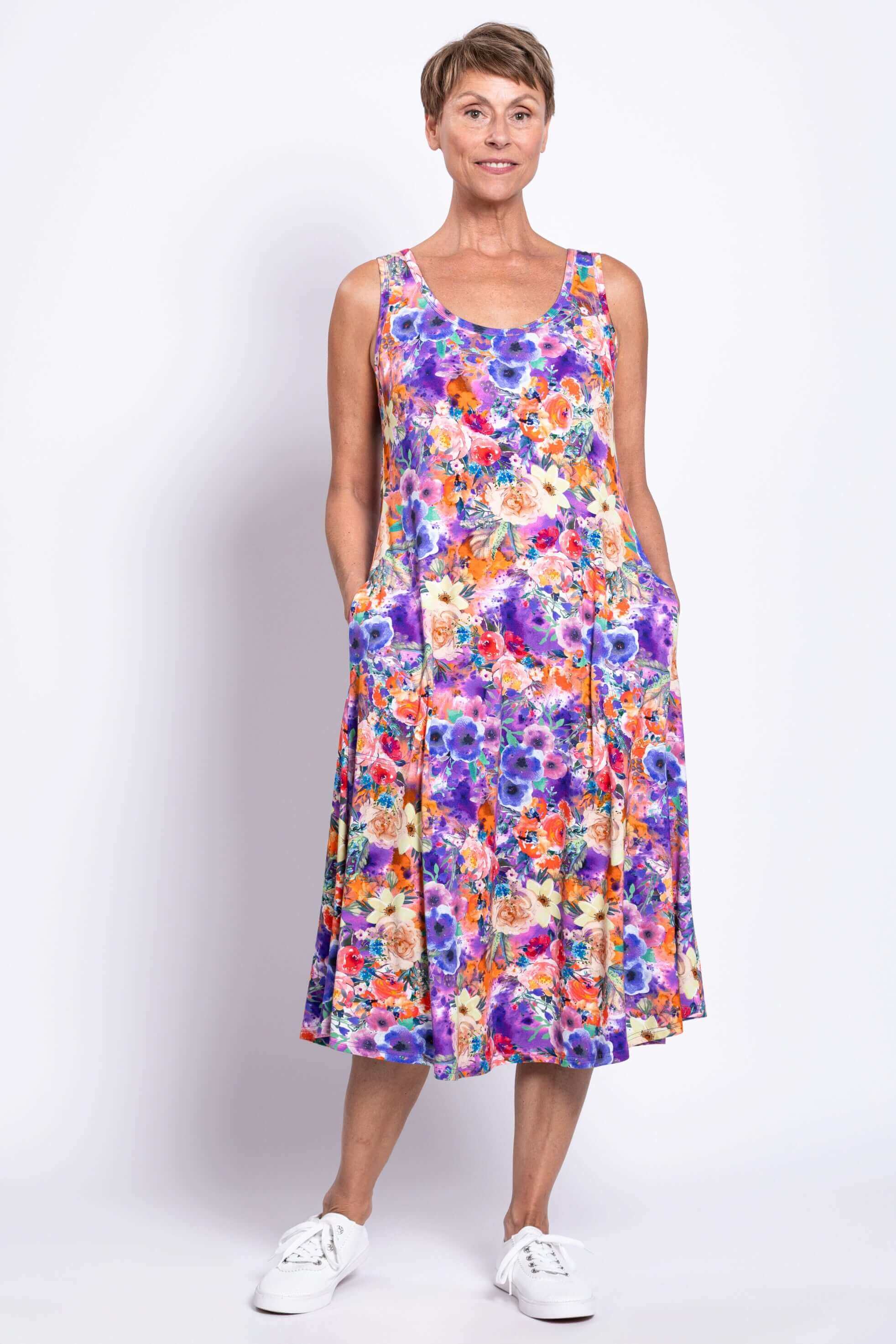 Evangelina Dress, Violet Fiesta, Bamboo - Image 2
