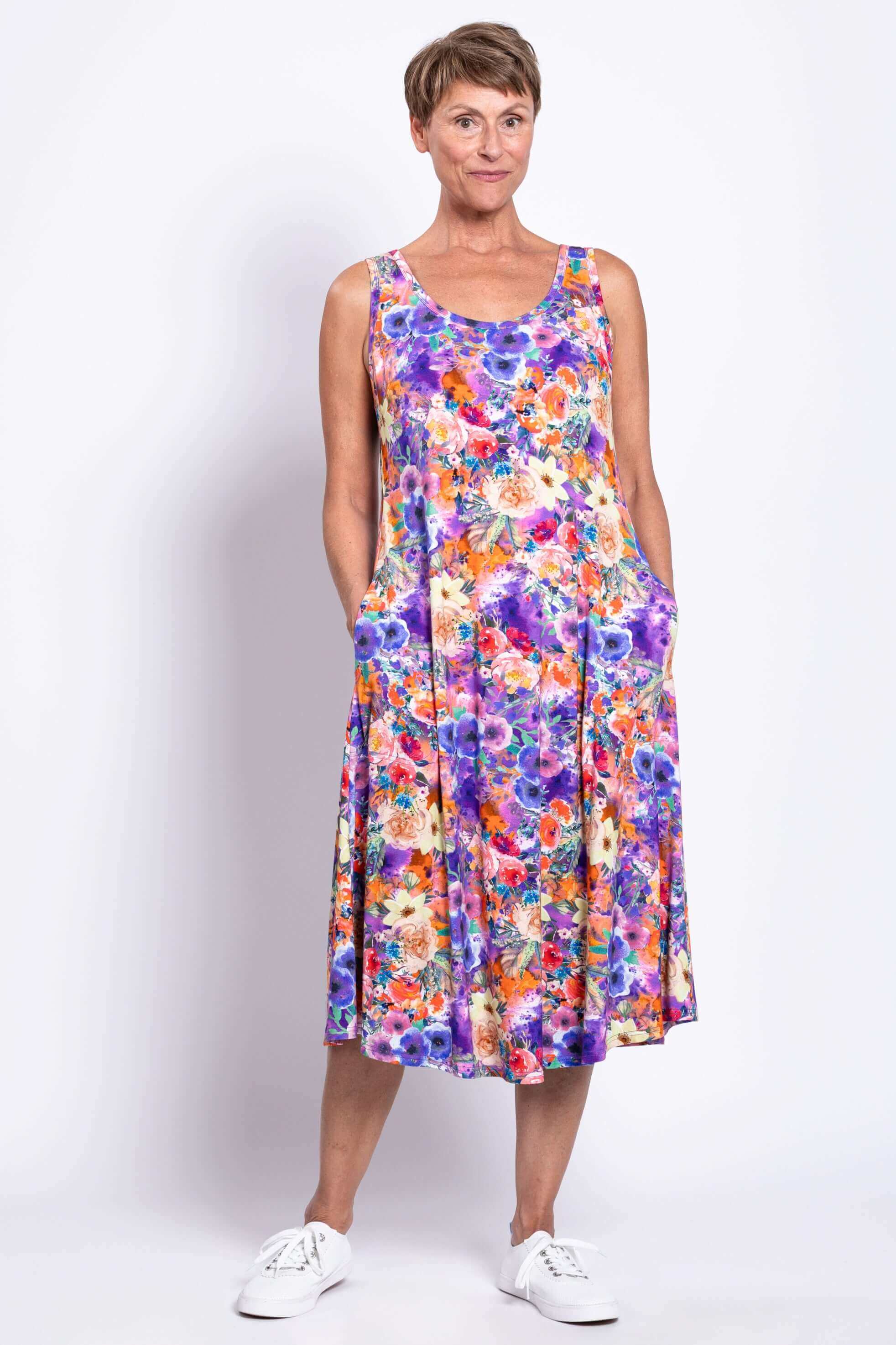 Evangelina Dress, Violet Fiesta, Bamboo - Image 3