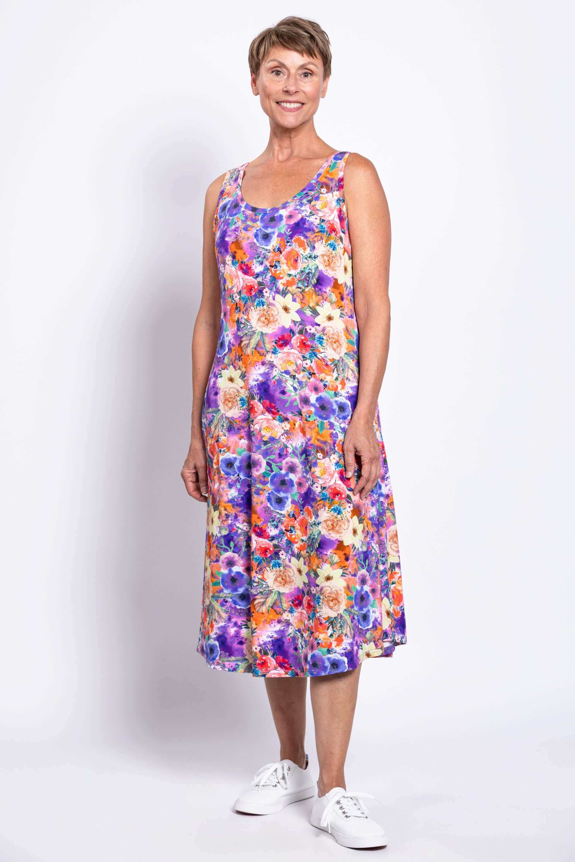 Evangelina Dress, Violet Fiesta, Bamboo - Image 4