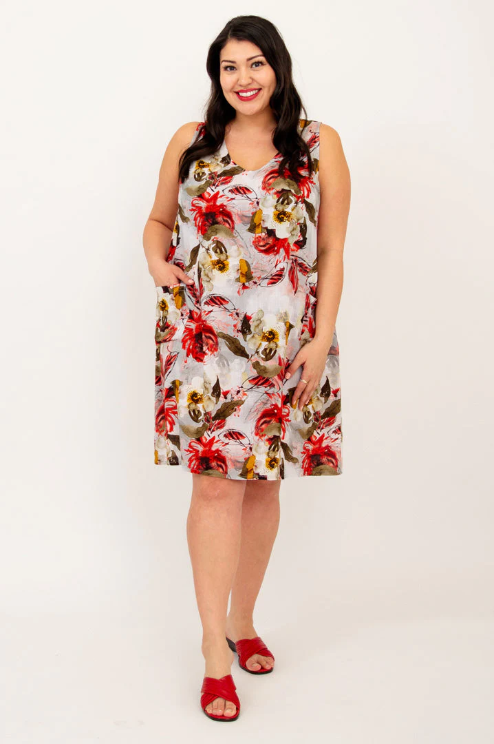 Felicia Dress, Floral Youth, Linen Bamboo - Image 7