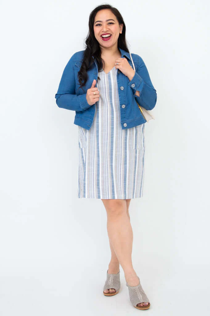 Felicia Dress, Sand Stripe, Linen Bamboo - Image 4