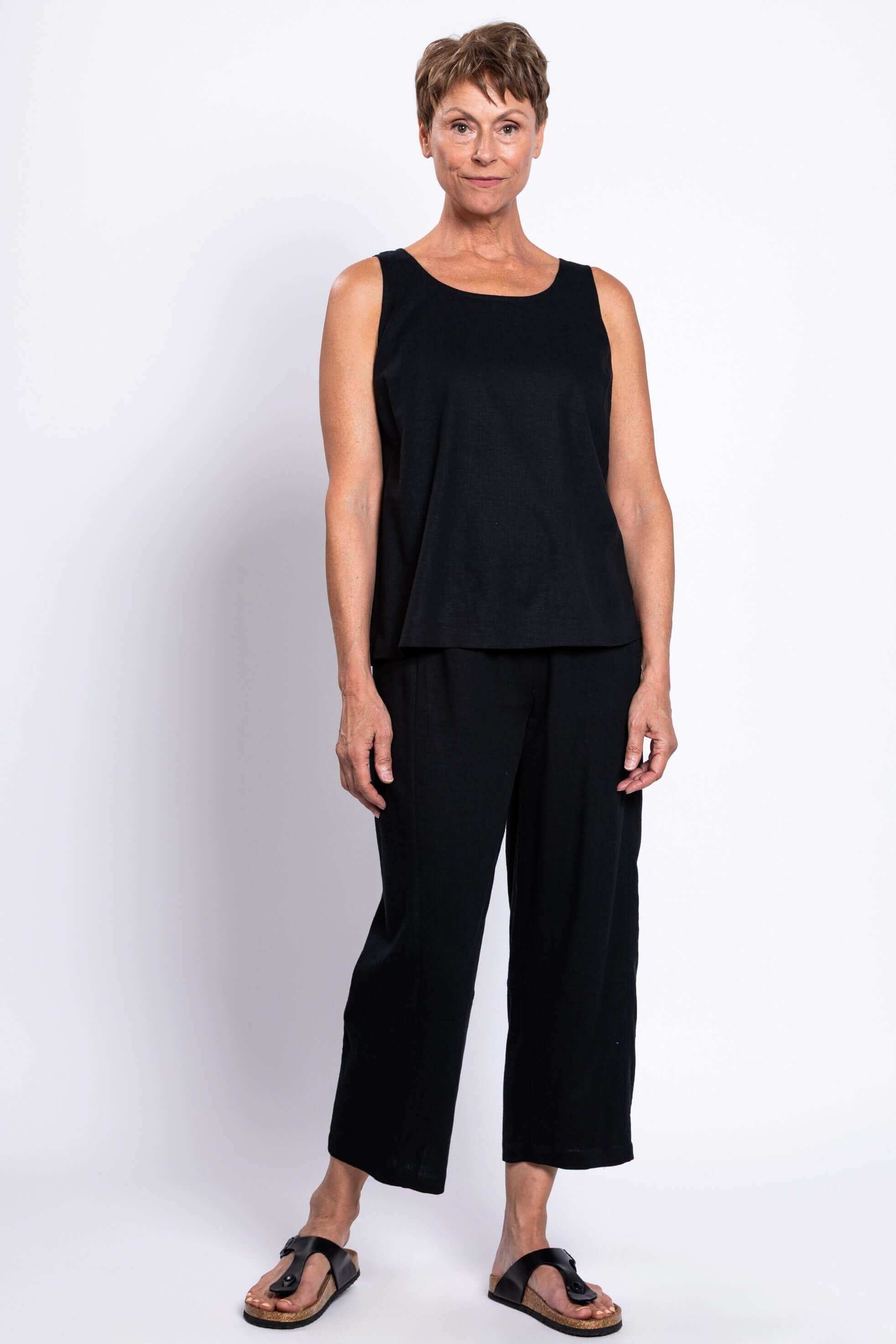 Ferris Tank, Black, Linen Viscose - Image 2