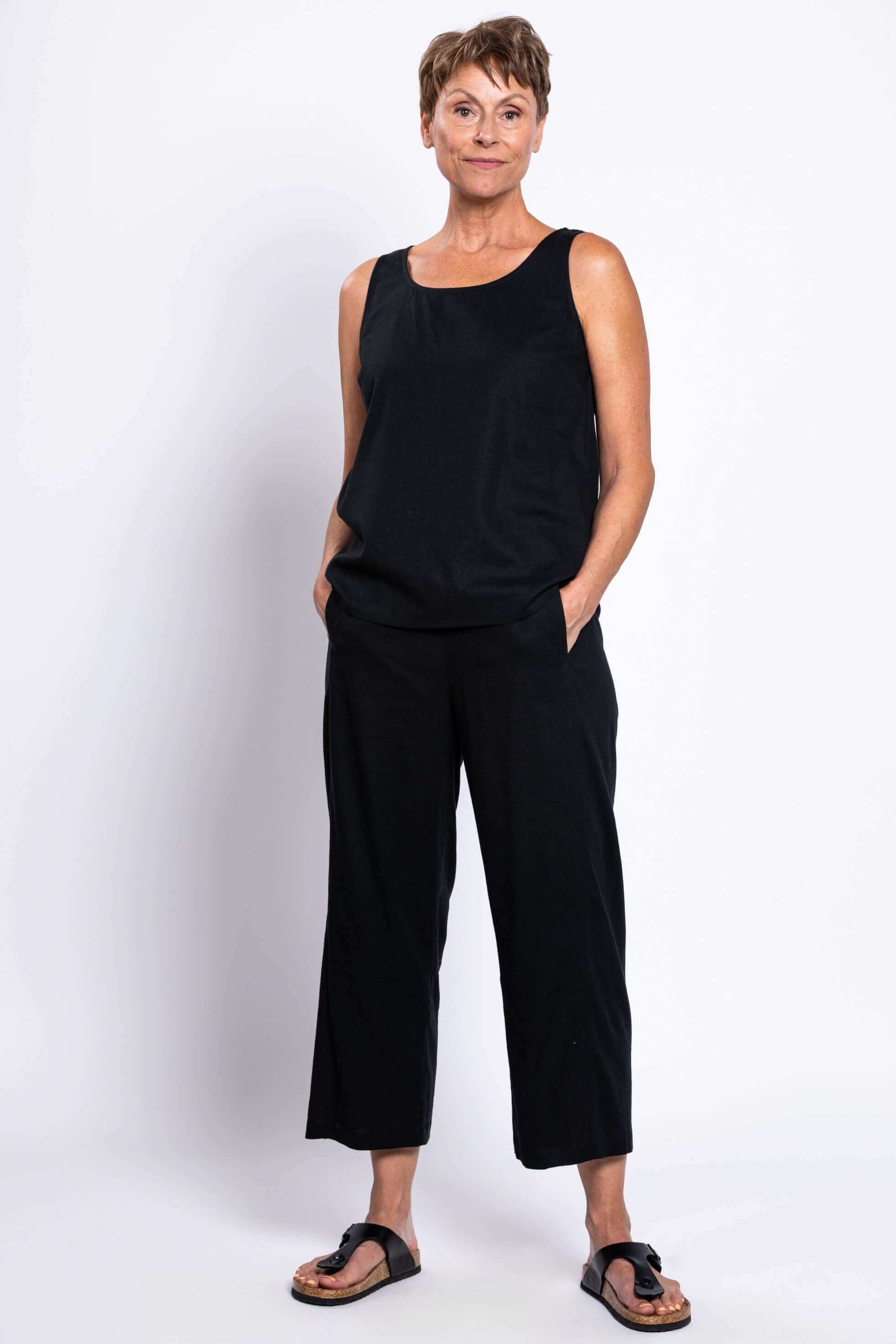 Ferris Tank, Black, Linen Viscose - Image 3