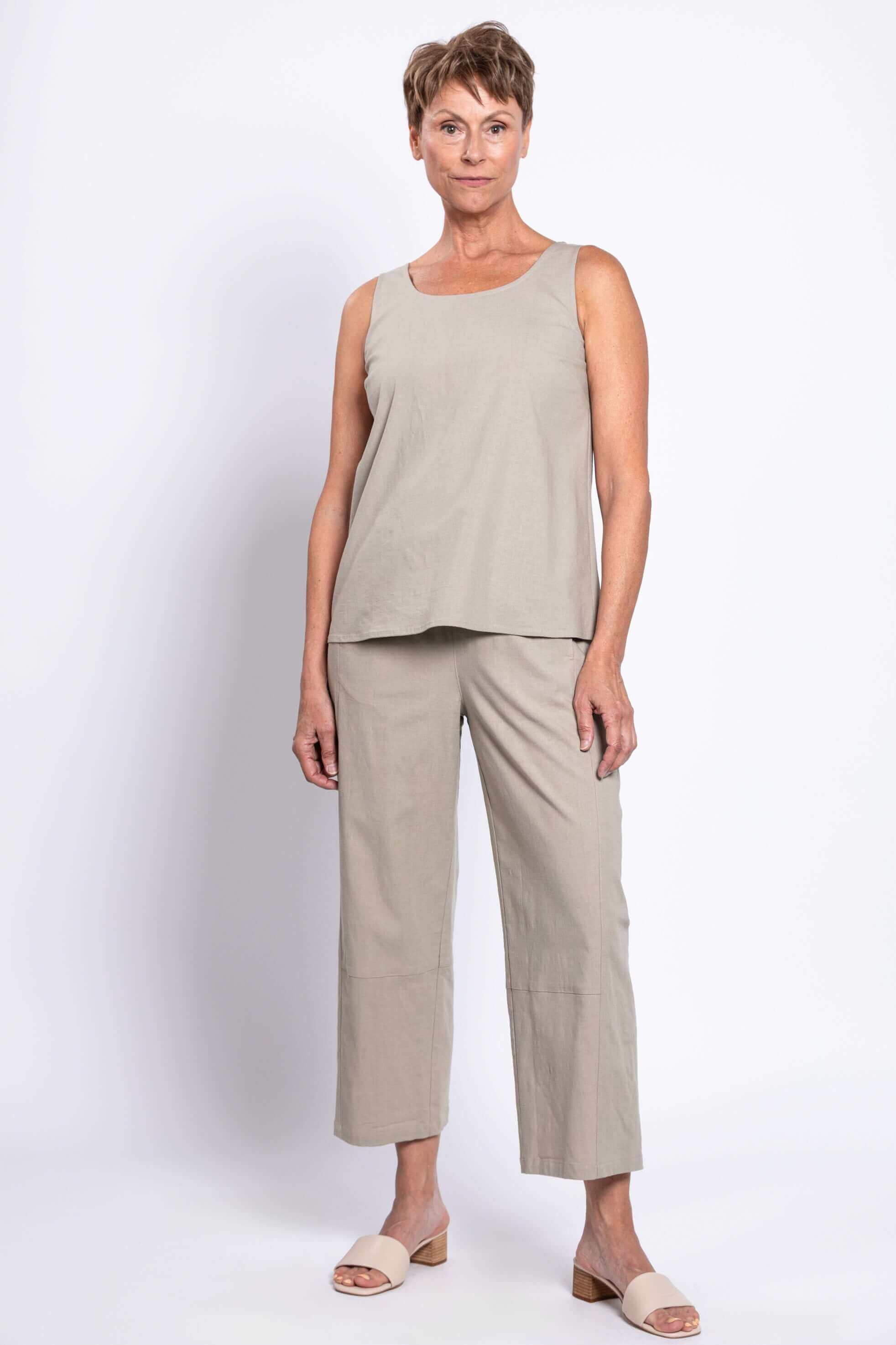 Ferris Tank, Sand, Linen Viscose - Image 3
