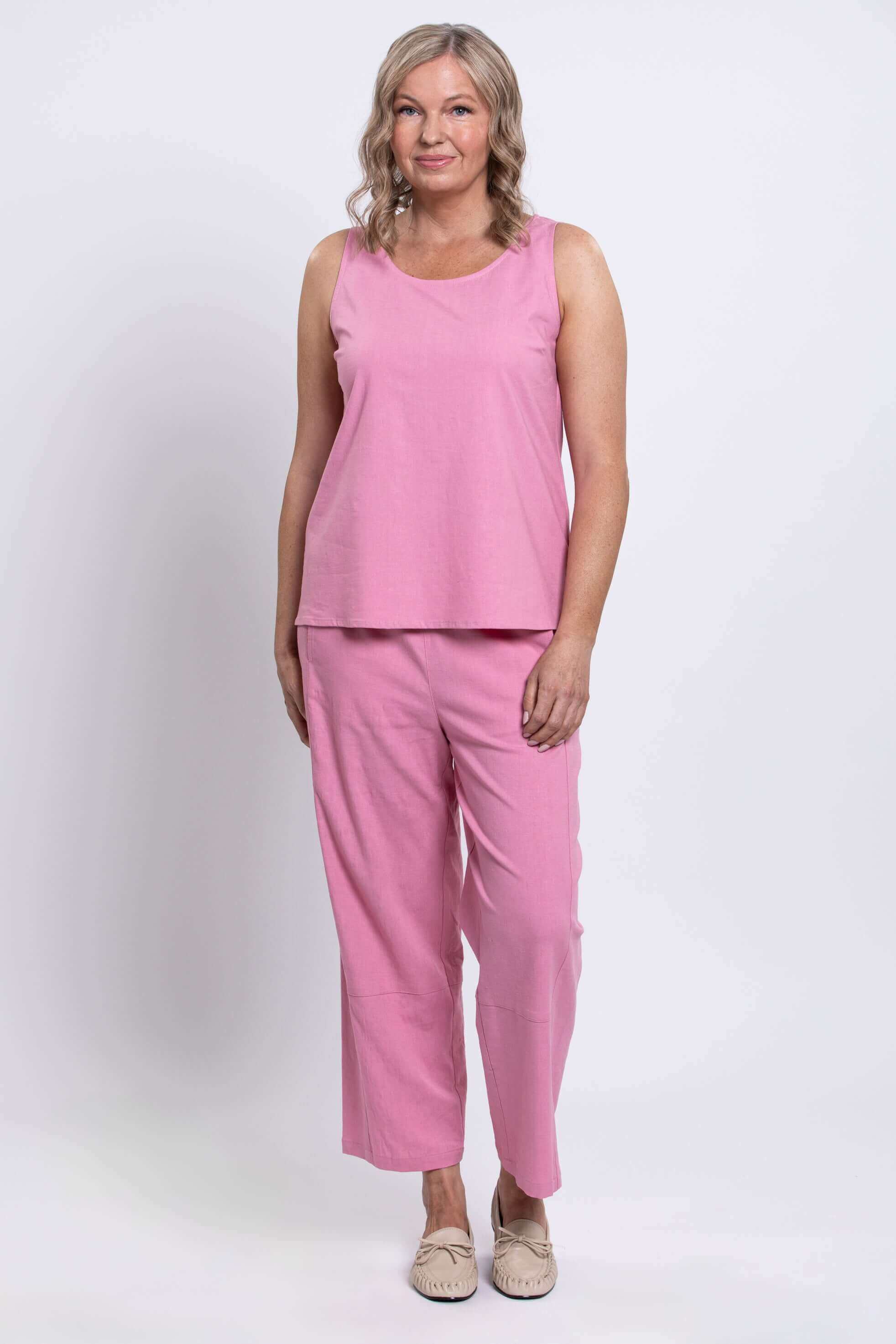 Ferris Tank, Soft Pink, Linen Viscose - Image 3