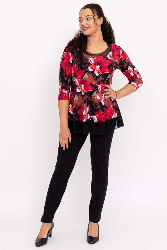 Flora Top, Lipstick Poinsetta, Bamboo - Image 2