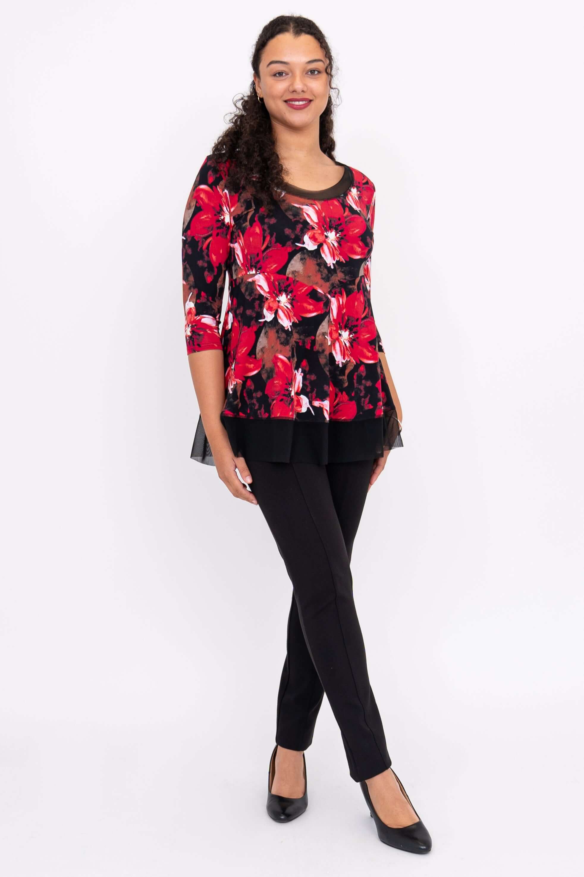 Flora Top, Lipstick Poinsetta, Bamboo - Image 3