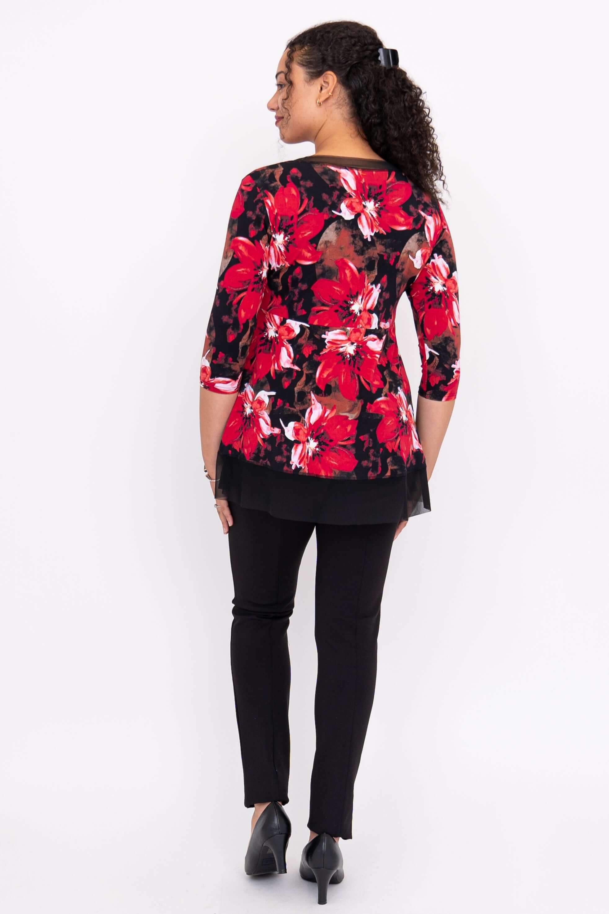 Flora Top, Lipstick Poinsetta, Bamboo - Image 4
