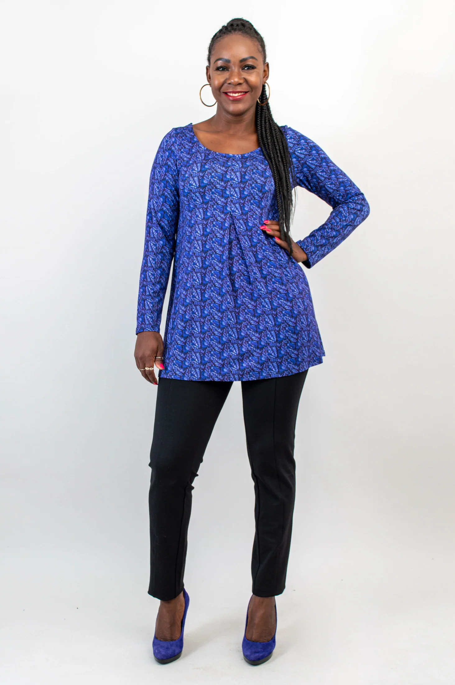 Franca L/S Top, Midnight Leaves, Bamboo - Final Sale - Image 3