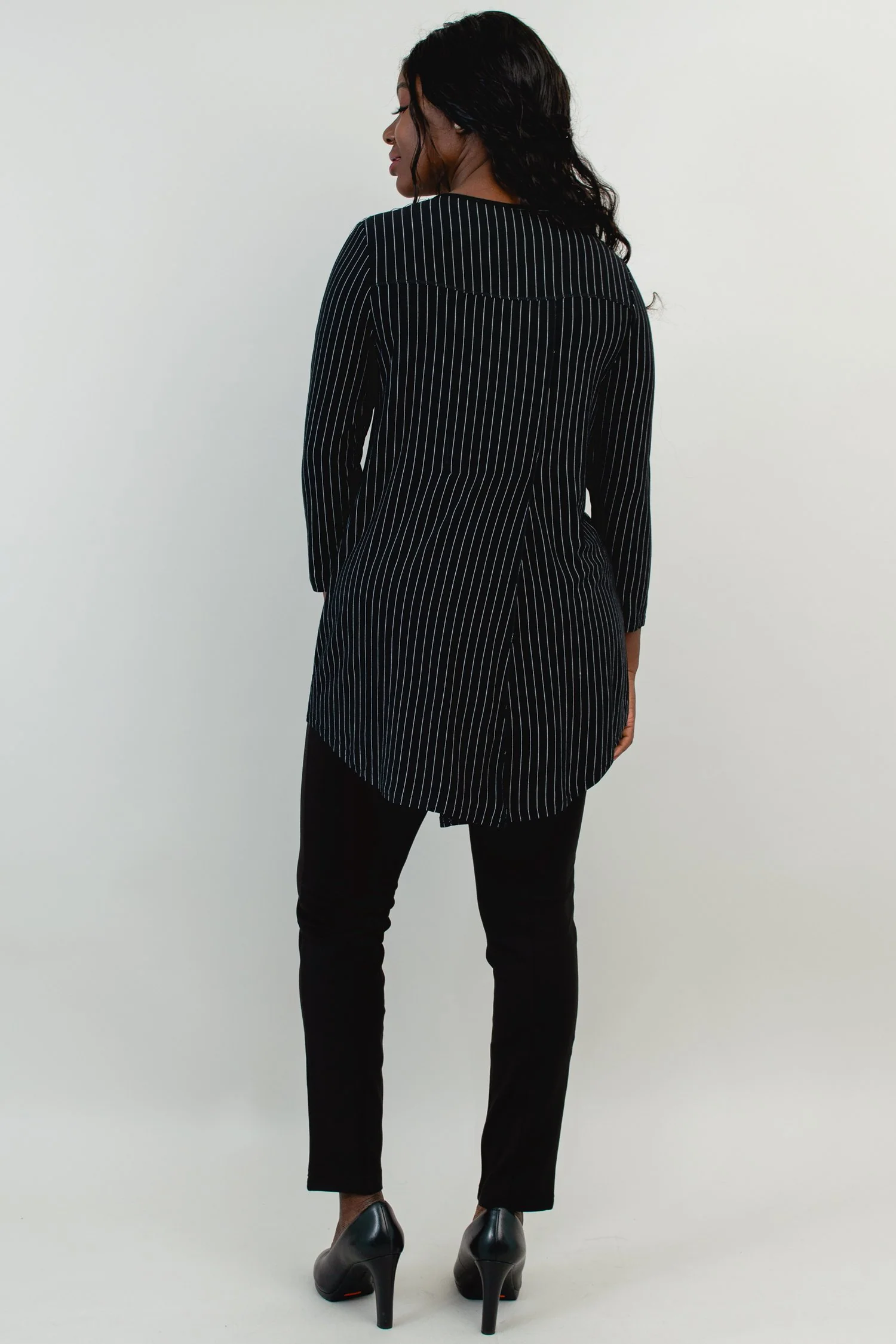 Franny Top, BW Pin Stripe, Bamboo- Final Sale - Image 8