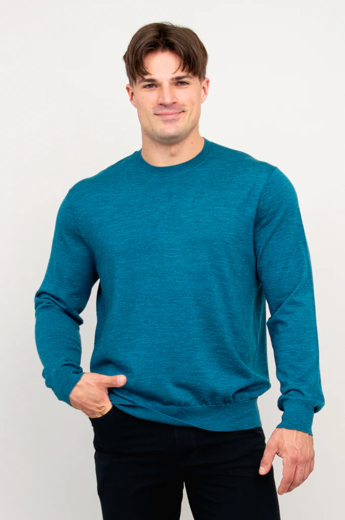 Fraser Sweater, Teal, 100% Merino Wool