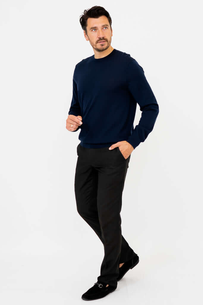 Fraser Sweater, Navy, Merino Wool - Image 4