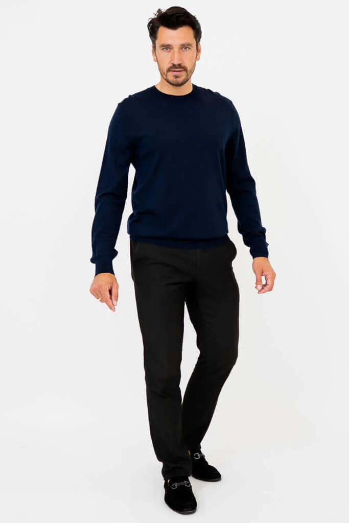 Fraser Sweater, Navy, Merino Wool - Image 7