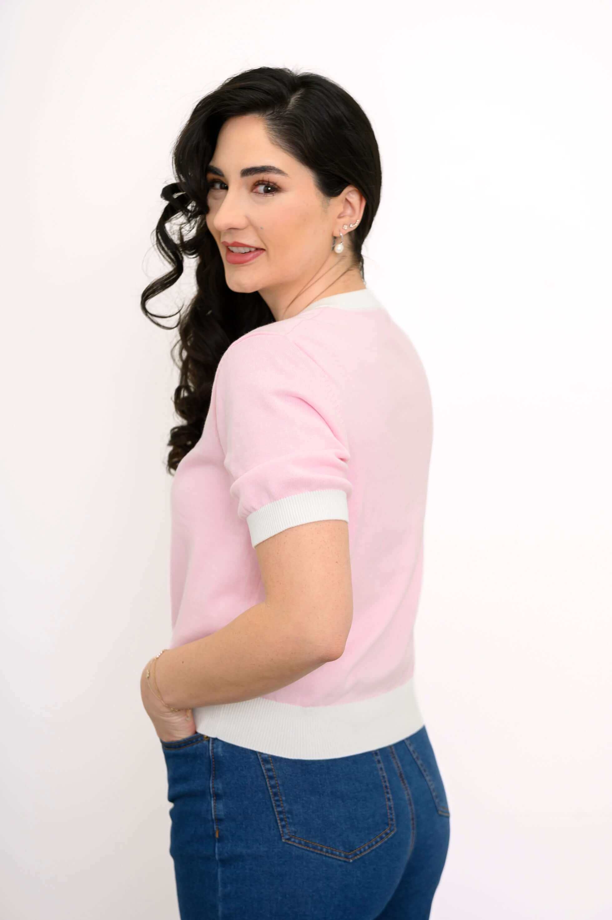 Georgina Cardigan, Pink Blush, Cotton - Image 3