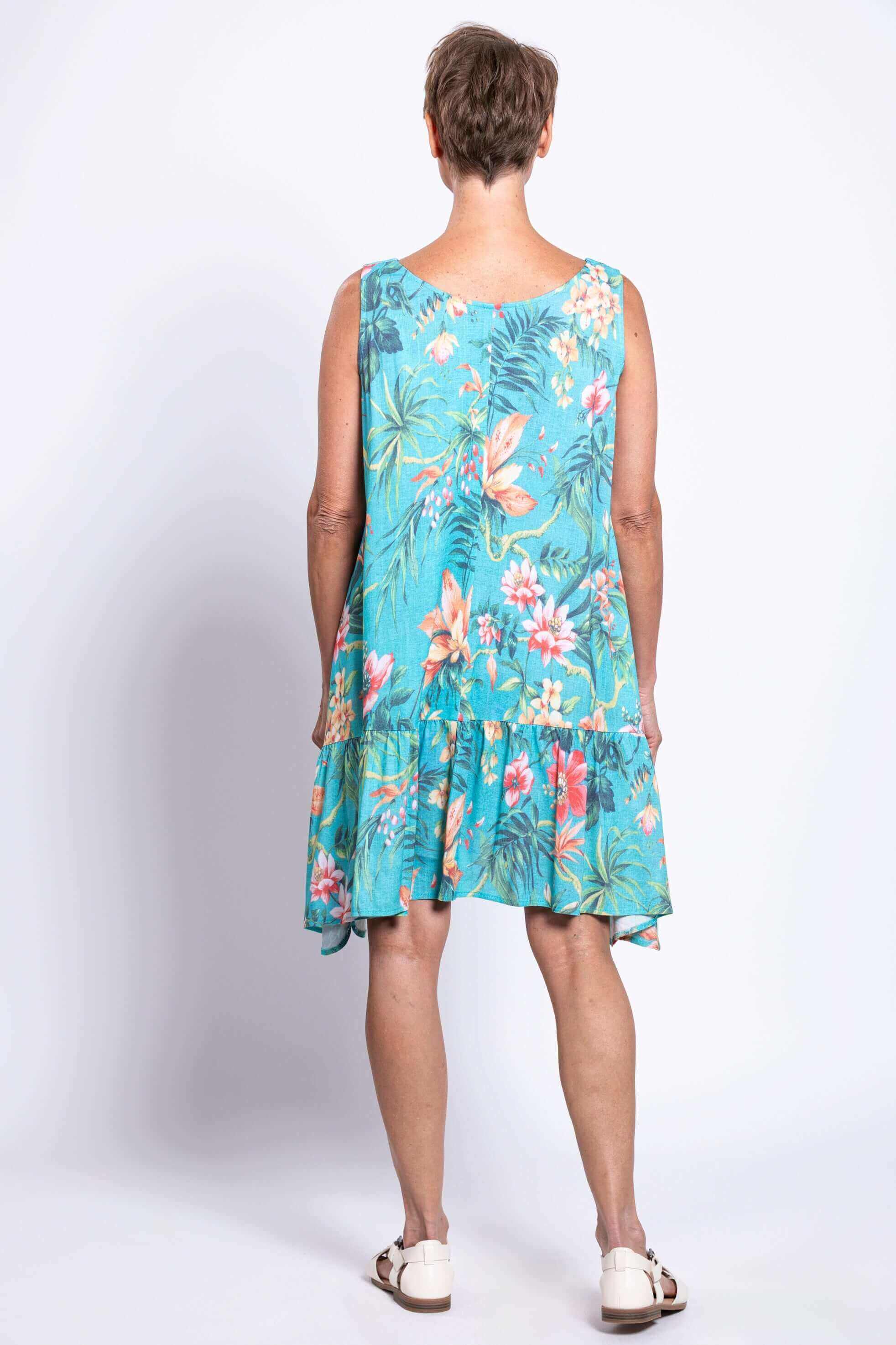 Gia Dress, Teal Fiji, Linen Bamboo - Image 3