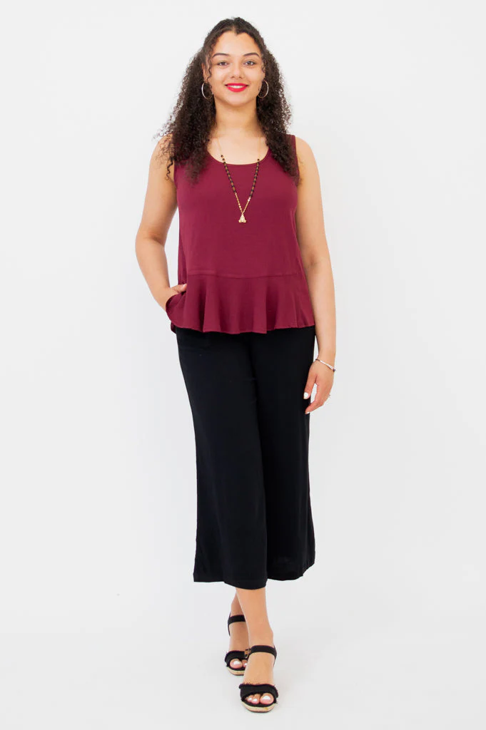 Ginny Tank, Burgundy, Linen Bamboo - Final Sale - Image 3