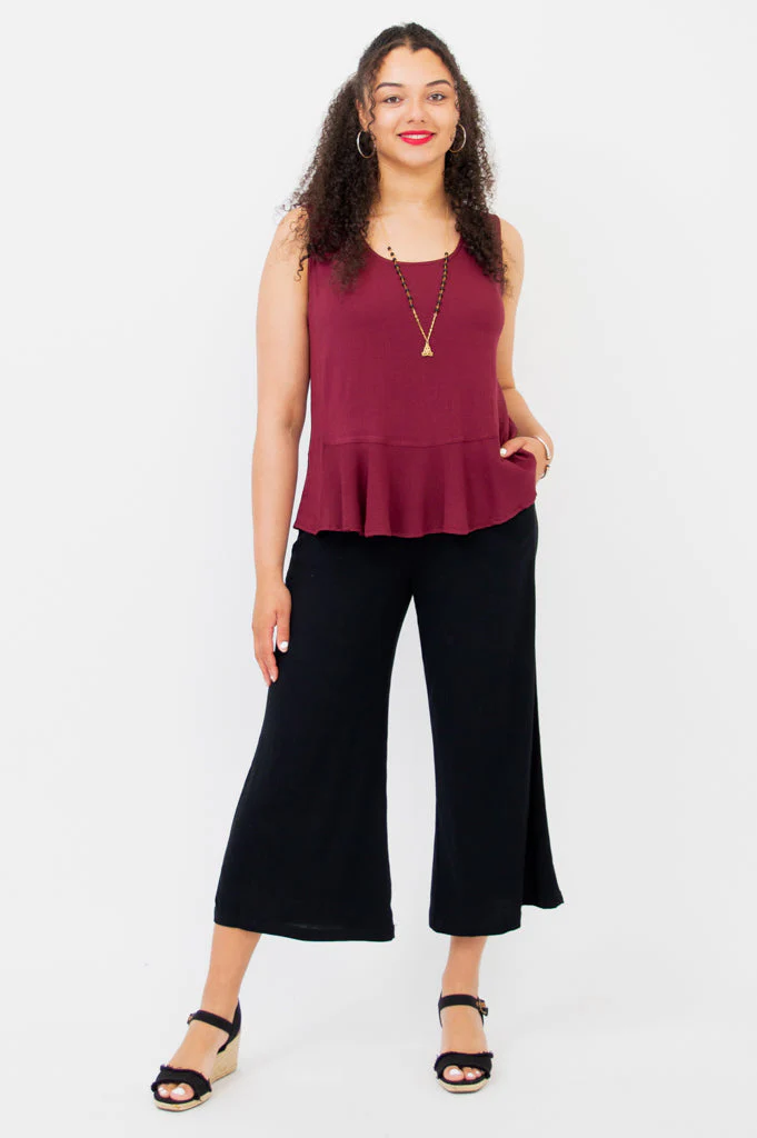 Ginny Tank, Burgundy, Linen Bamboo - Final Sale - Image 4