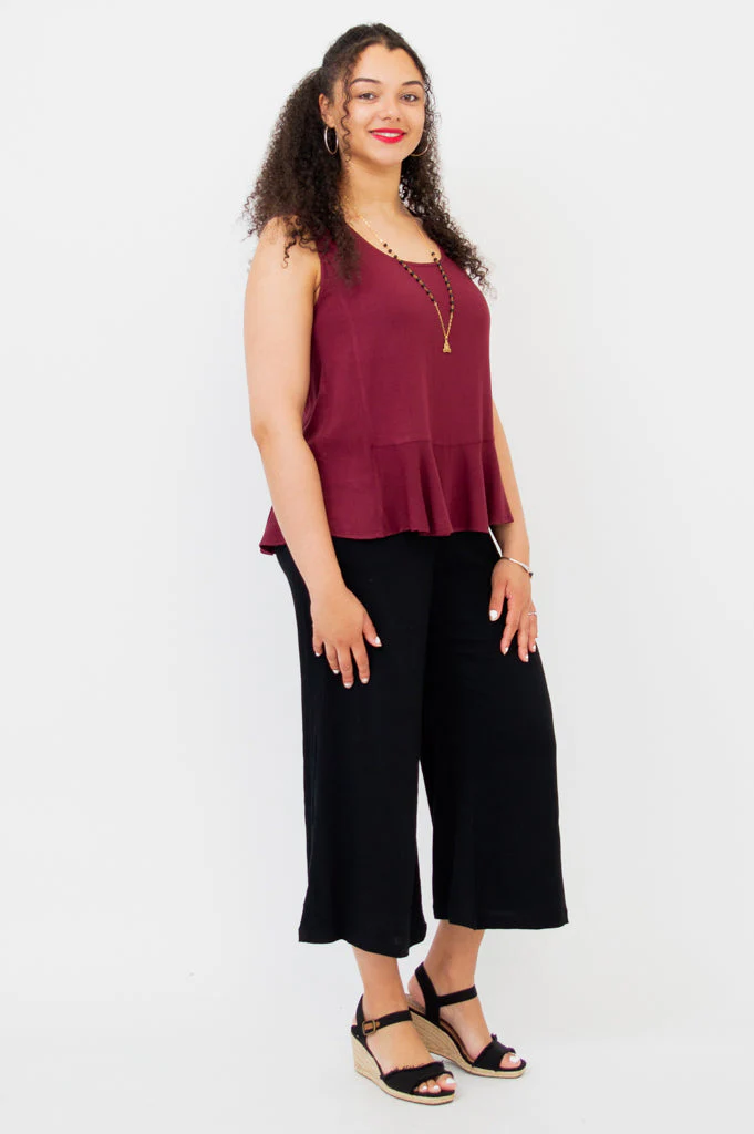 Ginny Tank, Burgundy, Linen Bamboo - Final Sale - Image 6