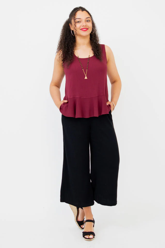 Ginny Tank, Burgundy, Linen Bamboo - Final Sale - Image 7