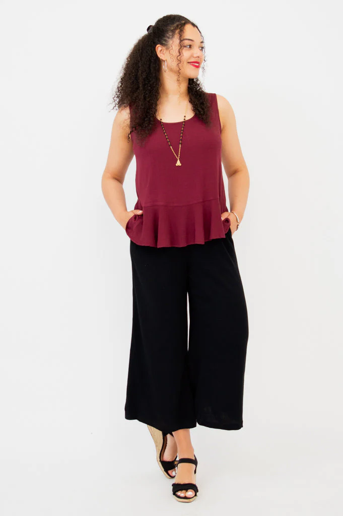 Ginny Tank, Burgundy, Linen Bamboo - Final Sale - Image 8