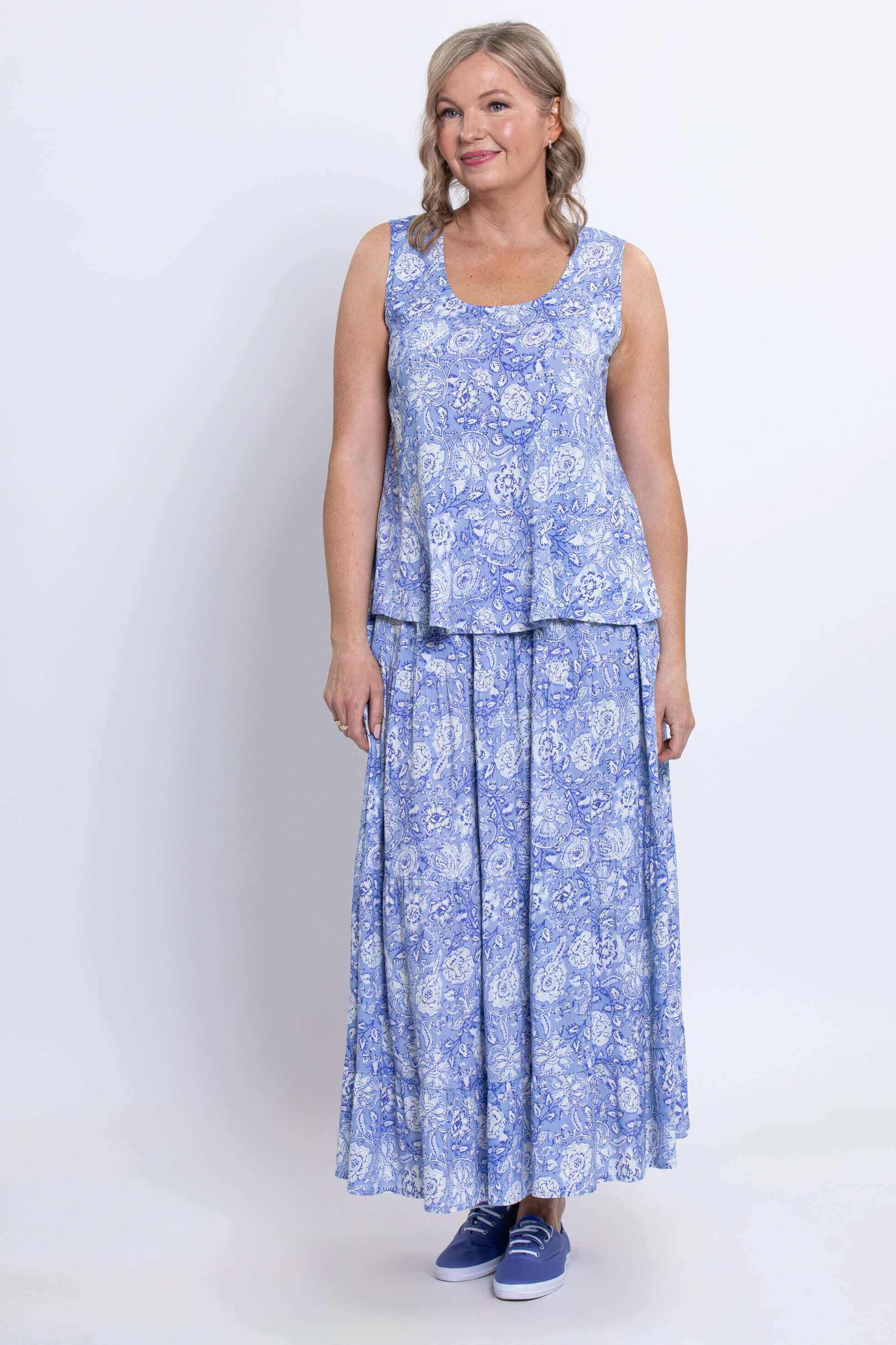 Ginny Tank, Peri Teatime, Linen Bamboo - Image 4