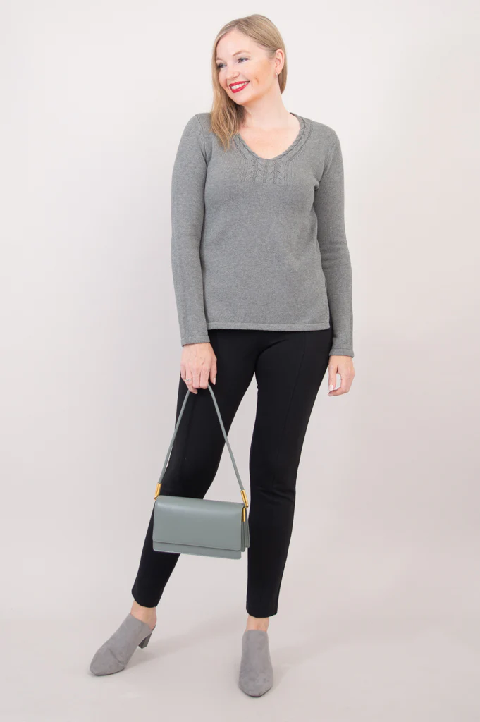 Muni Sweater, Grey, Cotton - Final Sale - Image 3