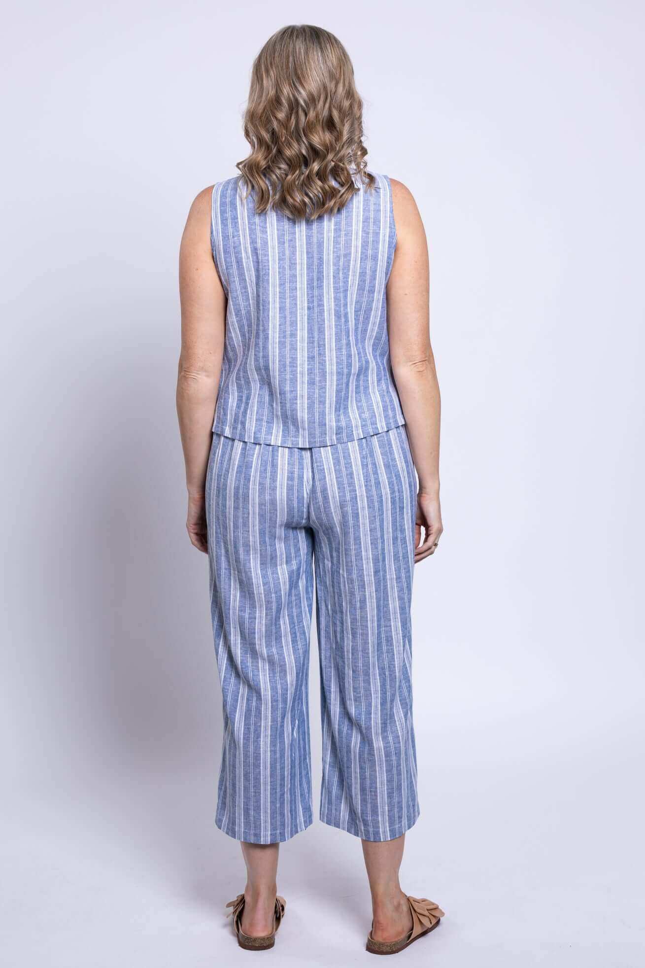 Havana Tank, Denim Stripe, Linen Viscose - Image 3