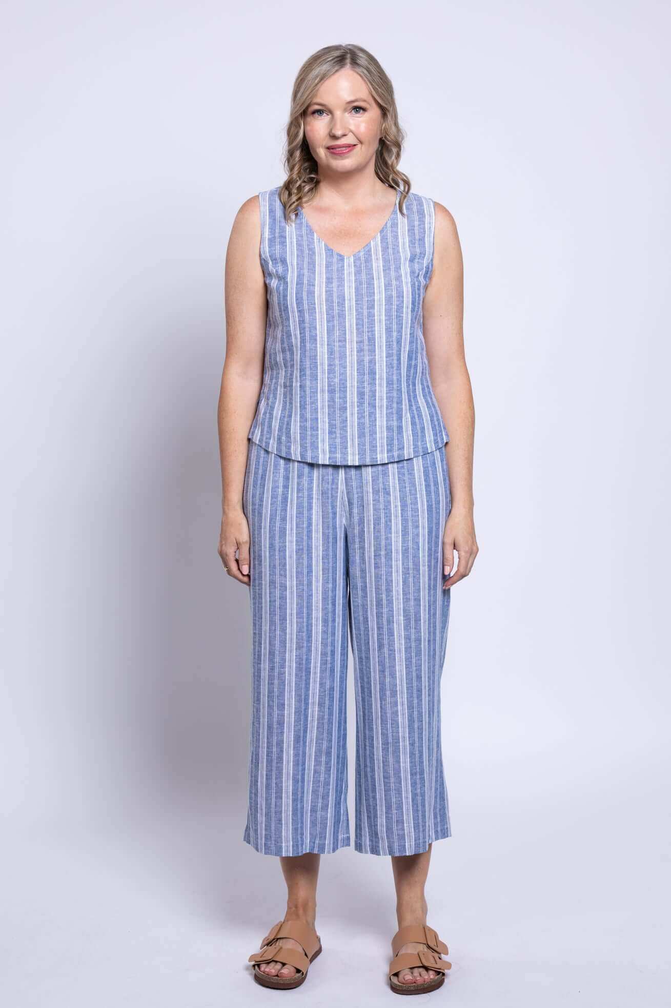 Havana Tank, Denim Stripe, Linen Viscose - Image 4