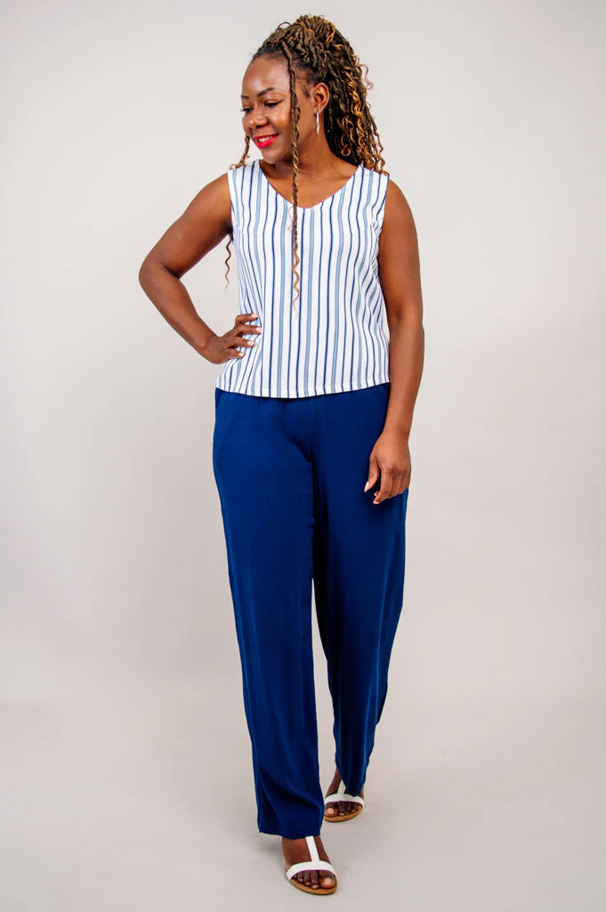 Havana Tank, Indigo Stripe, Linen Bamboo - Image 9