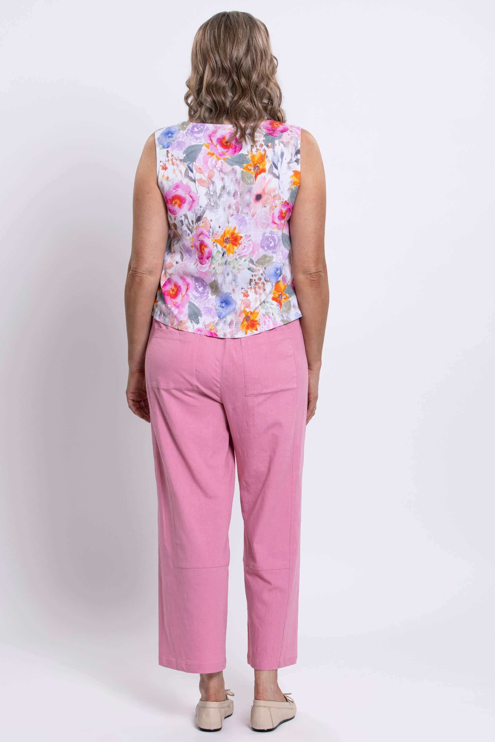 Havana Tank, Pink Bouquet, Linen Bamboo - Image 5