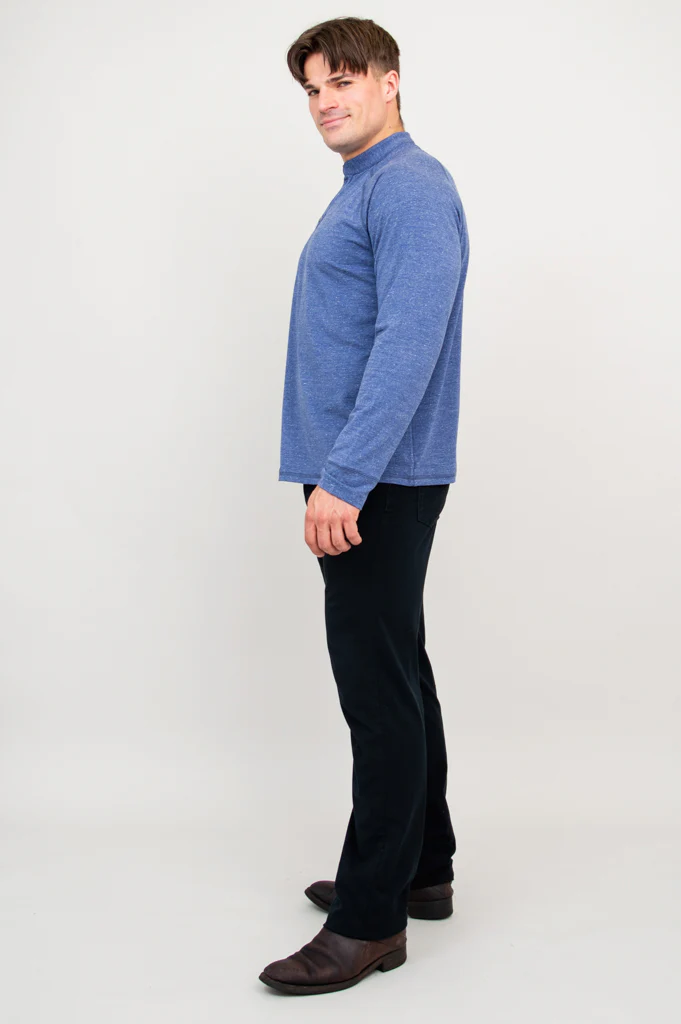 Henley Men's Shirt, Denim, Bamboo - Image 4