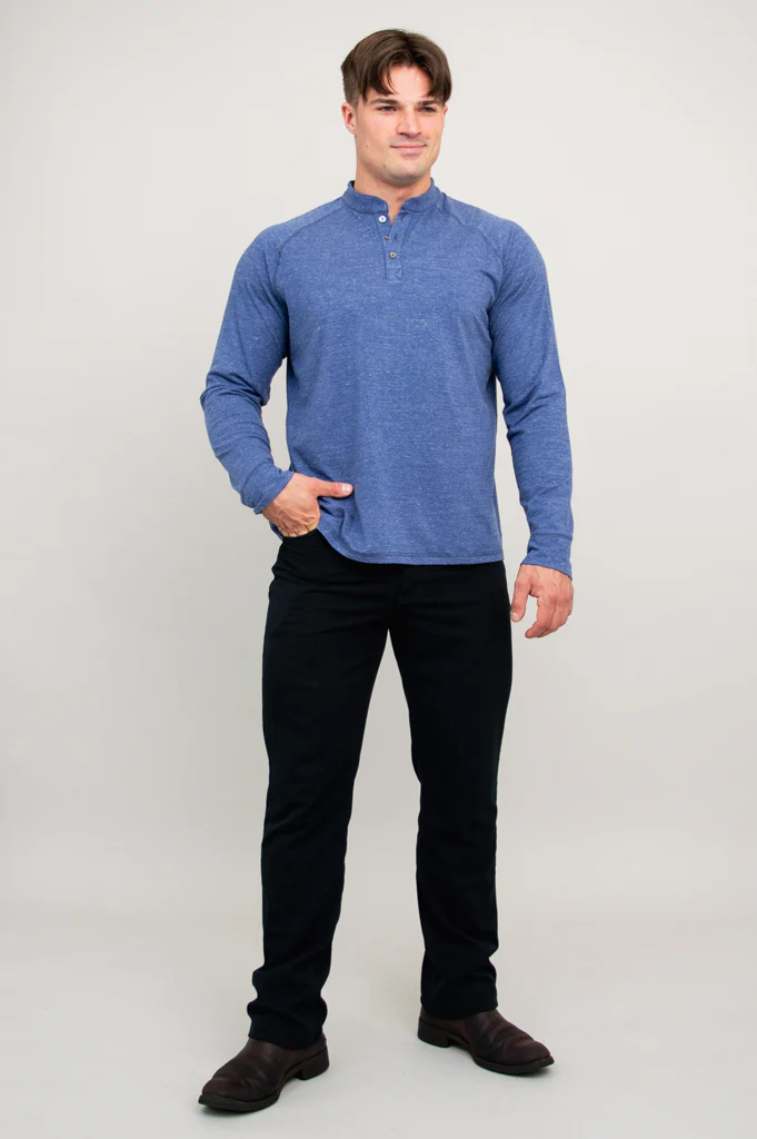 Henley Men's Shirt, Denim, Bamboo - Image 6