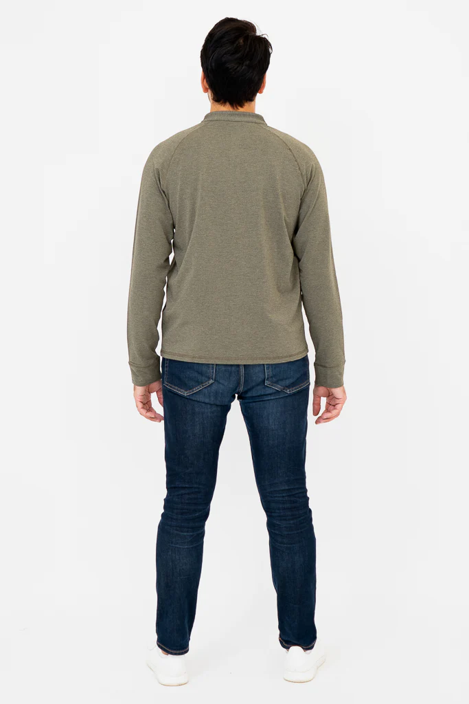 Henley Men's Shirt, Yarn Dye Khaki, Bamboo - Image 7