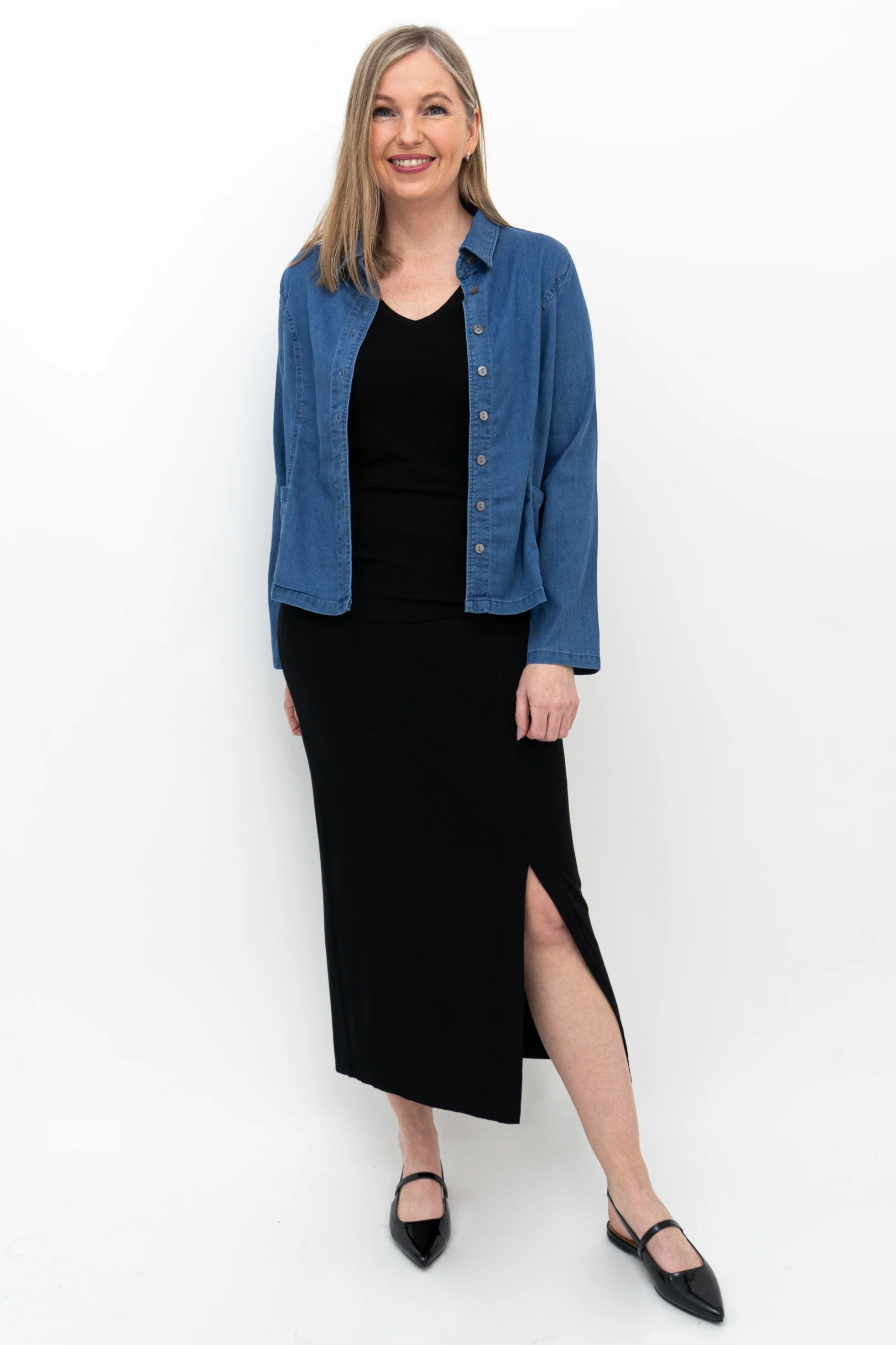Holly Blouse, Lightweight Tencel Denim - Image 3