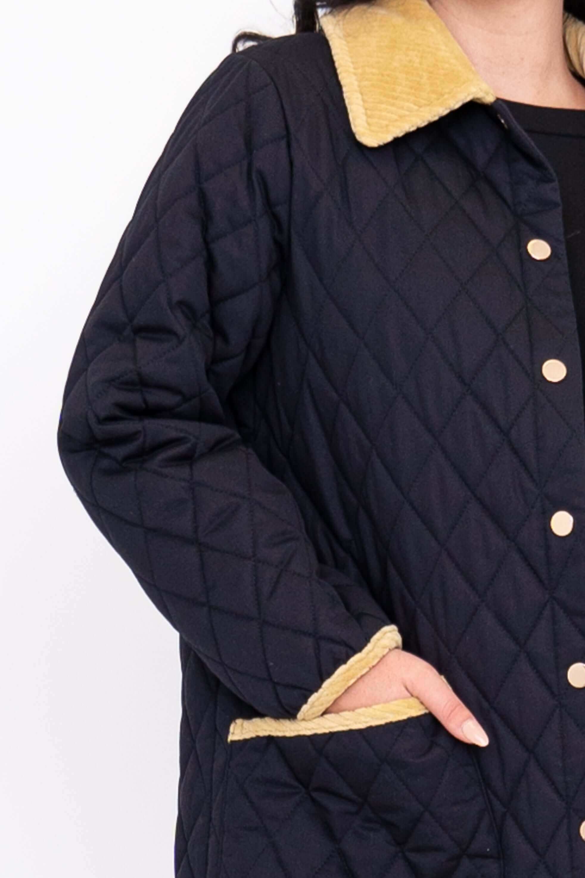 Hunan Coat, Black, Cotton - Image 3