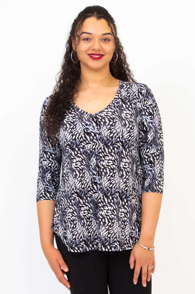 Jackie 3/4 Top, Film Noir, Bamboo  - Final Sale