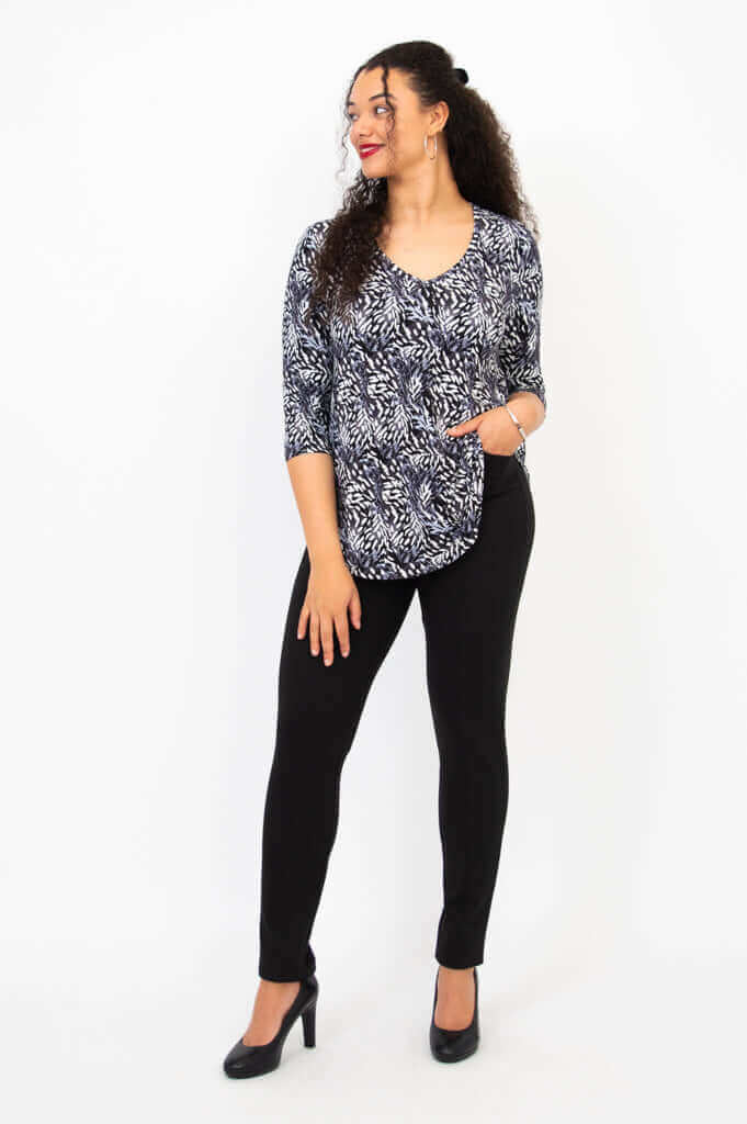 Jackie 3/4 Top, Film Noir, Bamboo  - Final Sale - Image 2