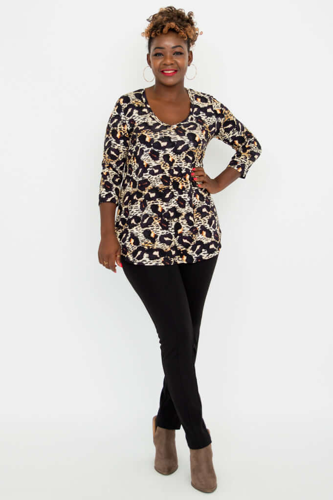 Jackie 3/4 Top, Leonine, Bamboo - Final Sale - Image 3