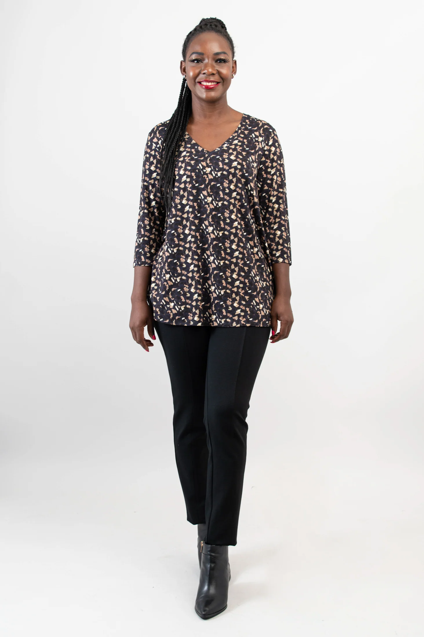 Jackie 3/4 Top, Calico, Bamboo - Final Sale - Image 3