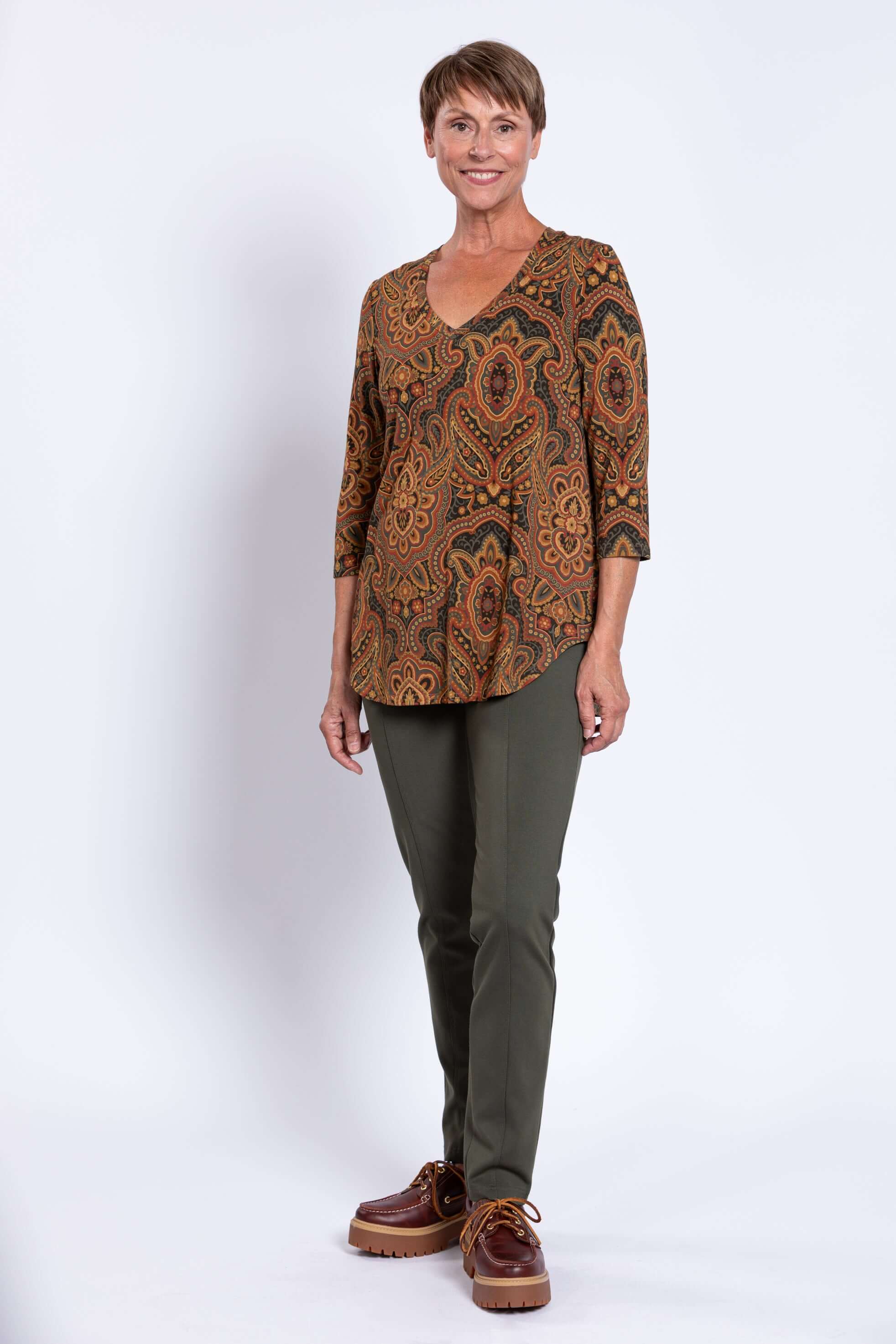 Jackie 3/4 Top, Copper Paisley, Bamboo - Image 3