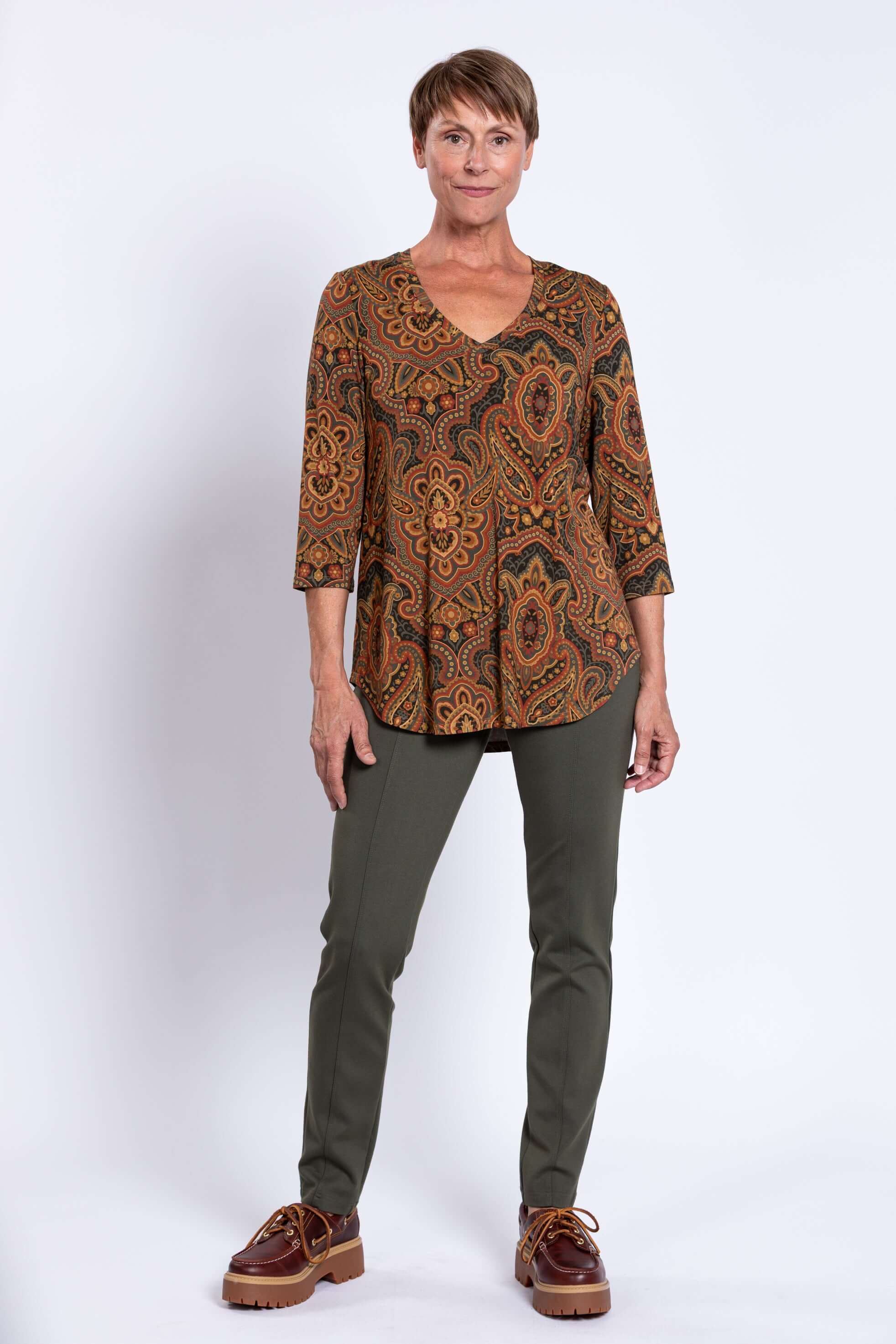 Jackie 3/4 Top, Copper Paisley, Bamboo - Image 4