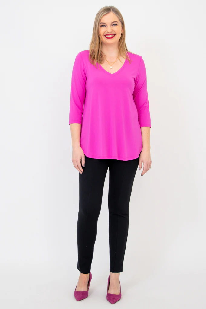 Jackie 3/4 Top, Pink, Bamboo -Final Sale - Image 2