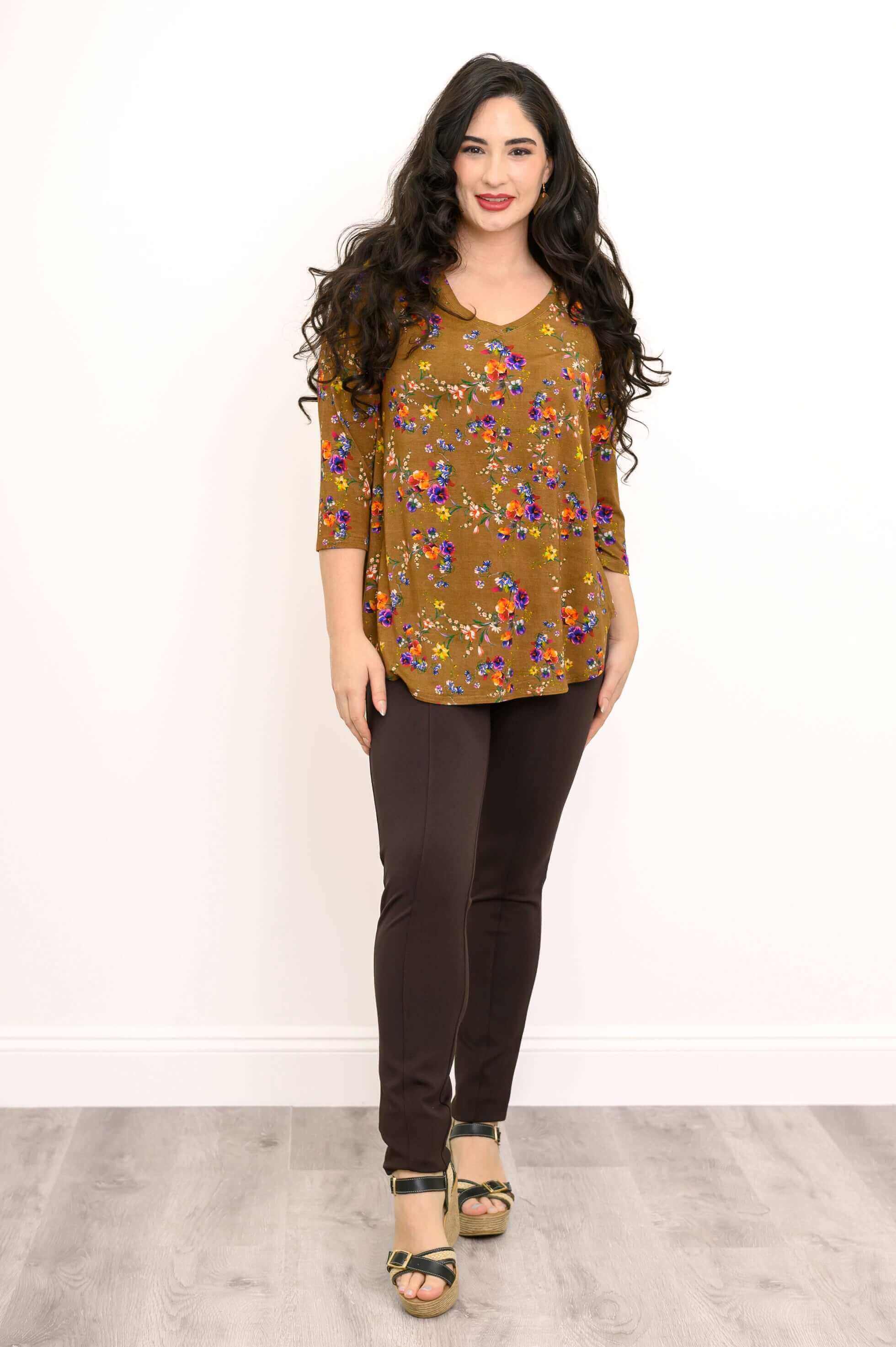 Jackie 3/4 Top, Sand Pansy, Bamboo - Image 3