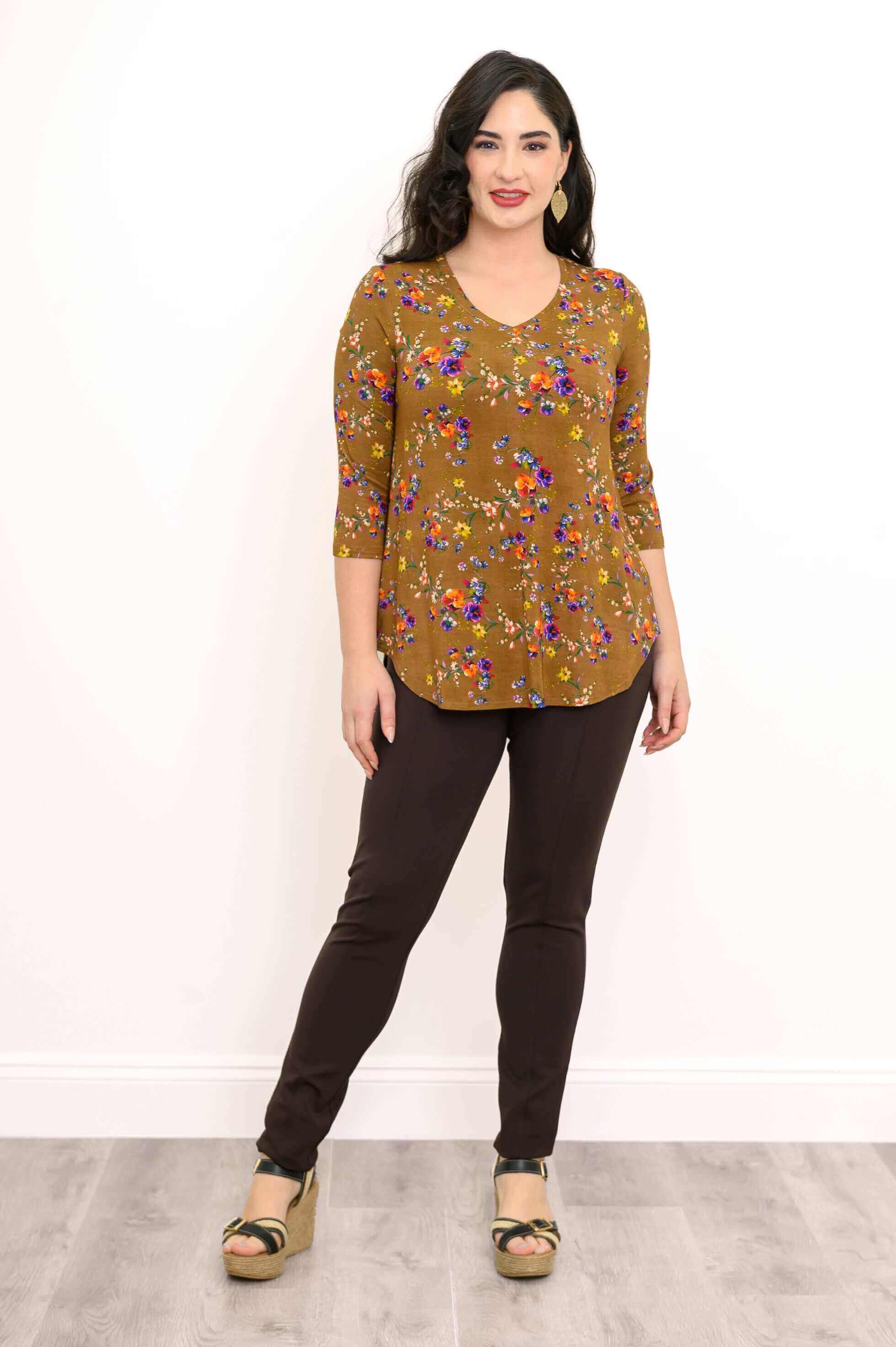 Jackie 3/4 Top, Sand Pansy, Bamboo - Image 5